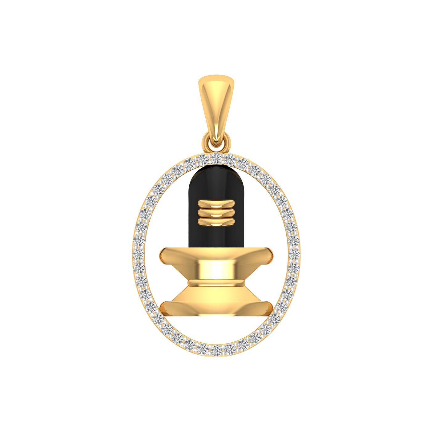 yellow gold shivling diamond pendant for men