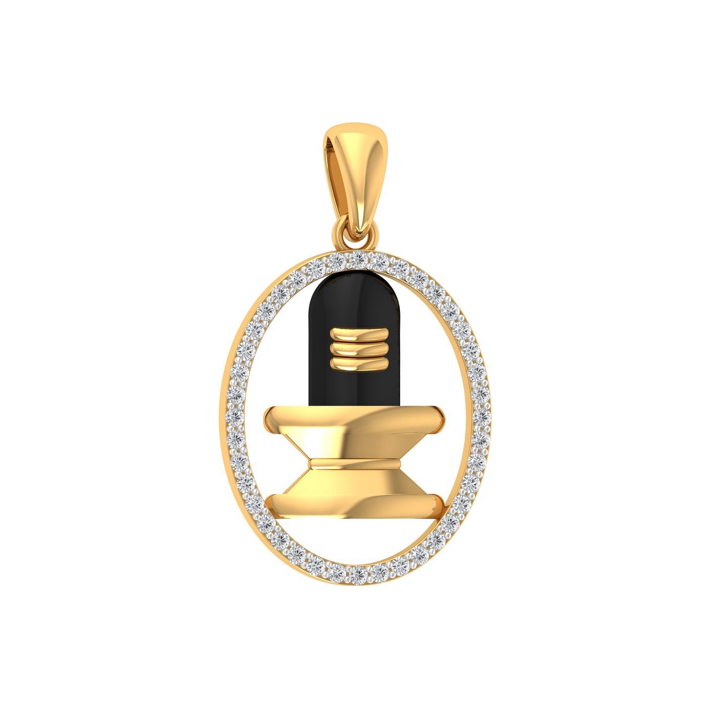 yellow gold shivling diamond pendant for men