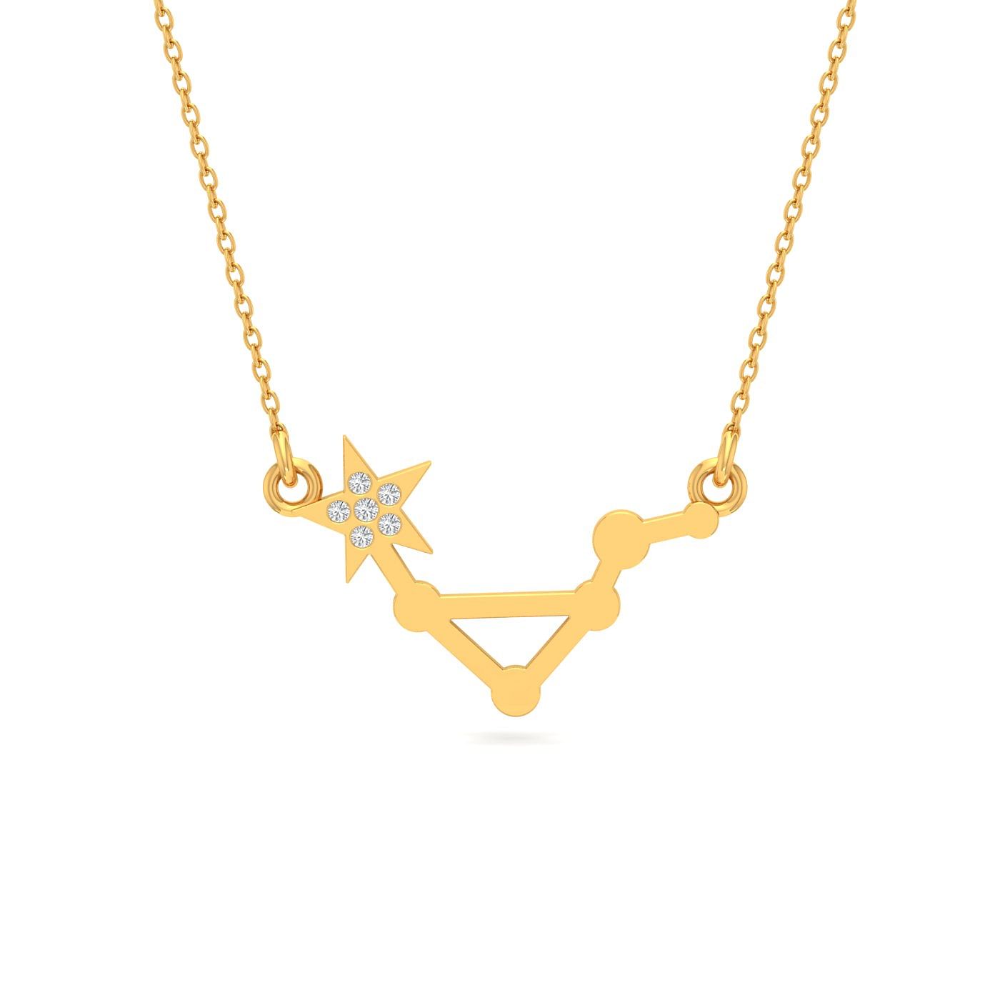 yellow gold Libra Zodiac Diamond Pendant
