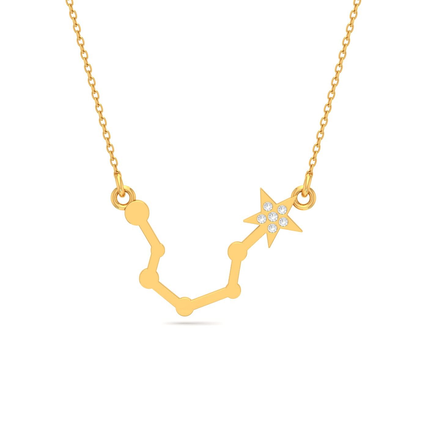 Yellow gold Aquarius Zodiac Diamond Pendant
