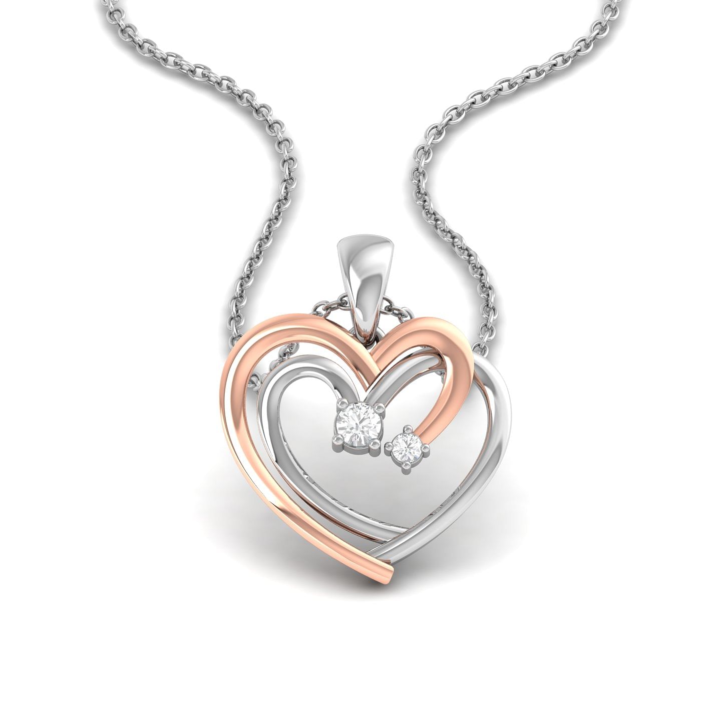 white gold Duo Heart Diamond Pendant