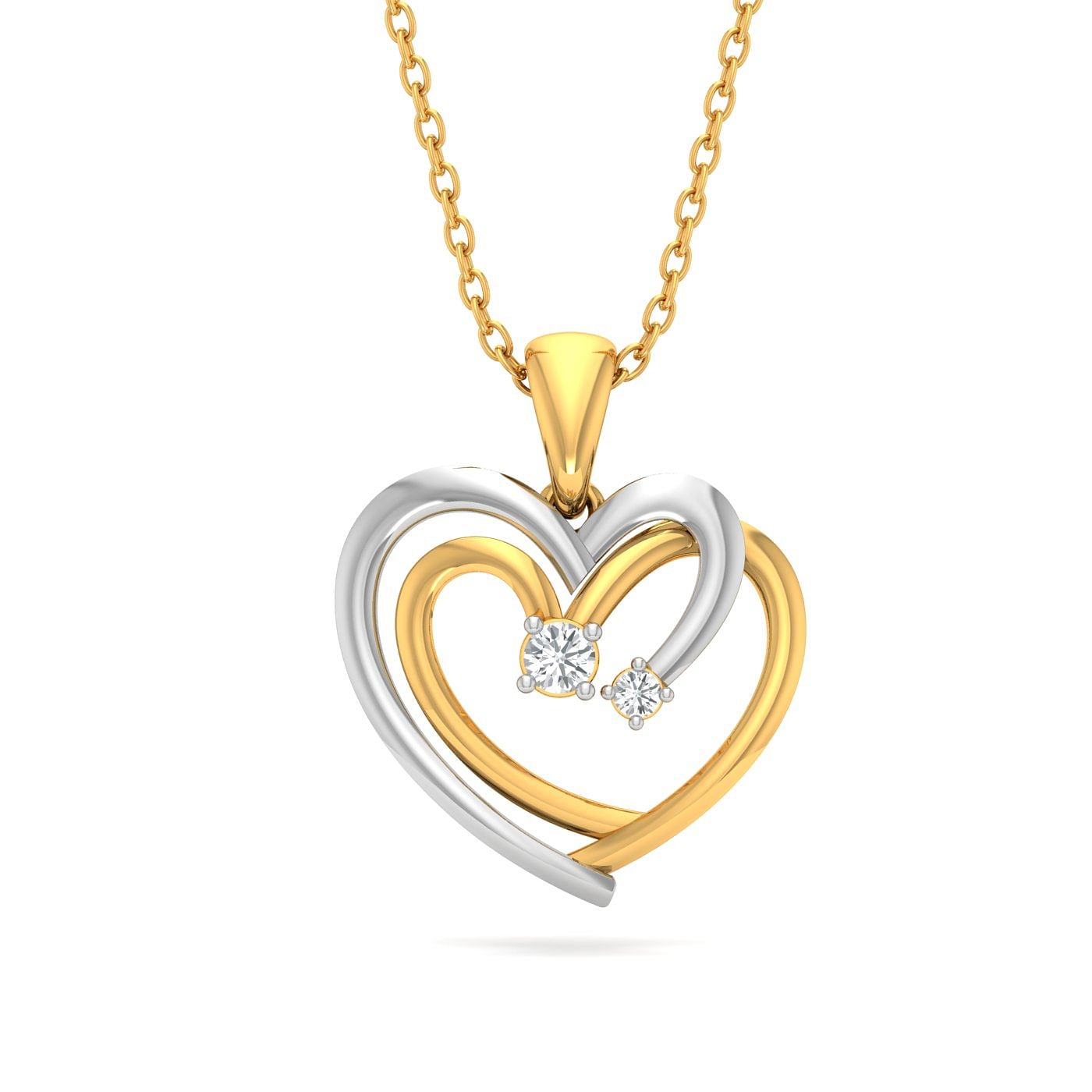 yellow gold Duo Heart Diamond Pendant