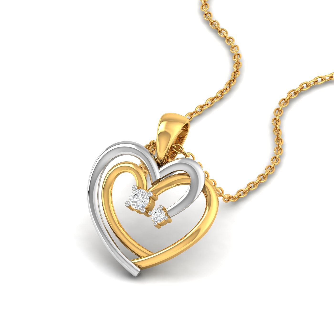 yellow gold Duo Heart Diamond Pendant