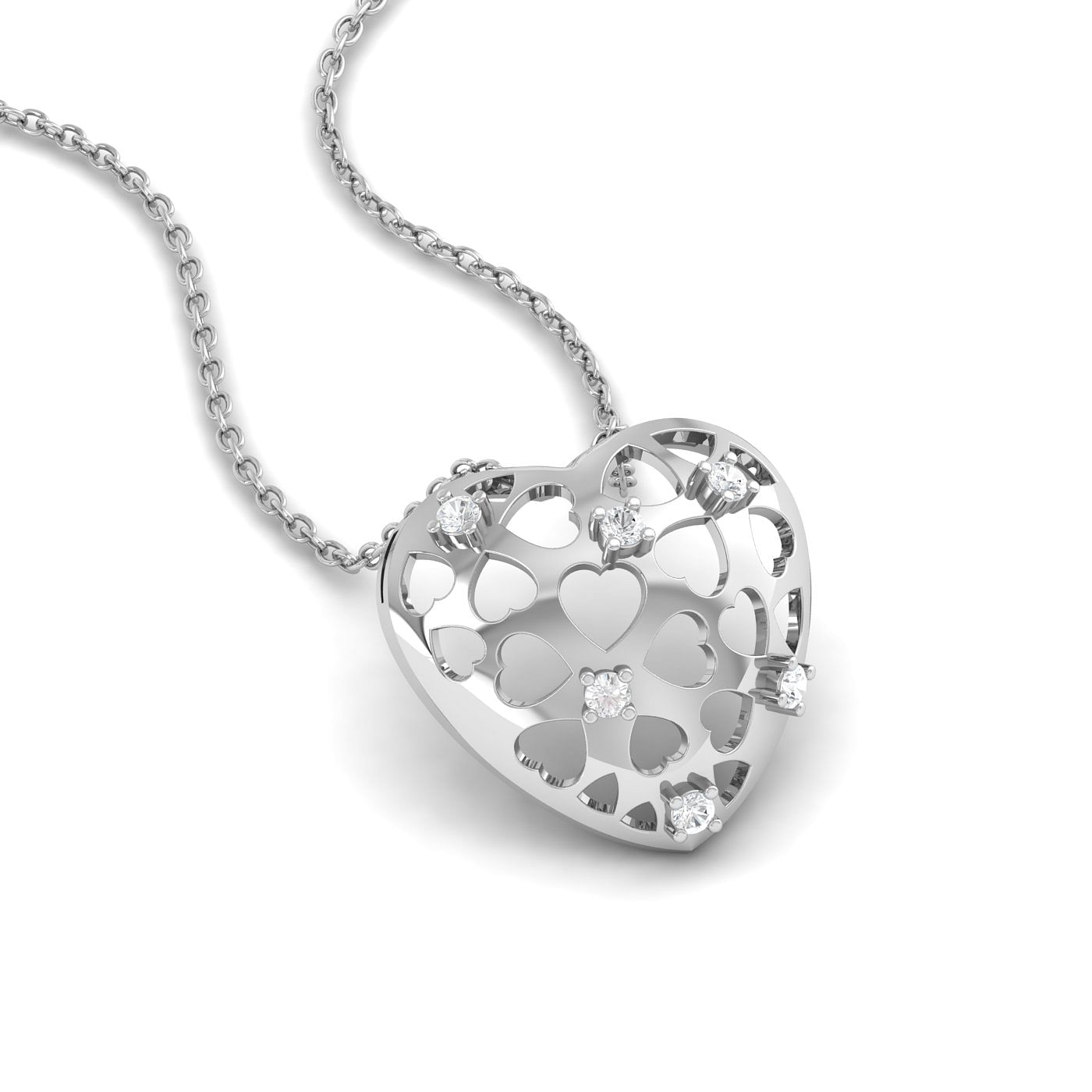 white gold Interlaced Love Diamond Pendant