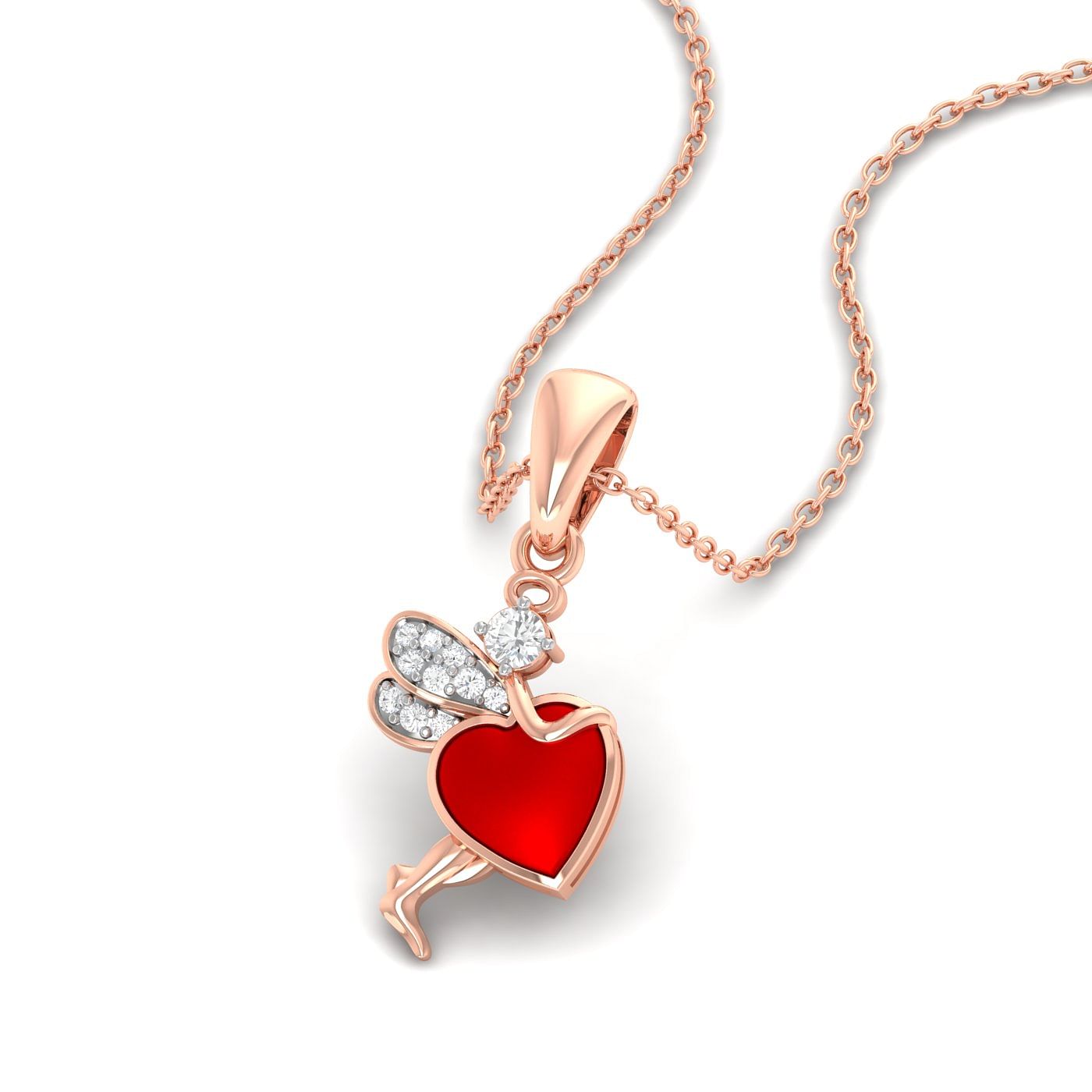 rose gold Angel Heart Diamond Pendant