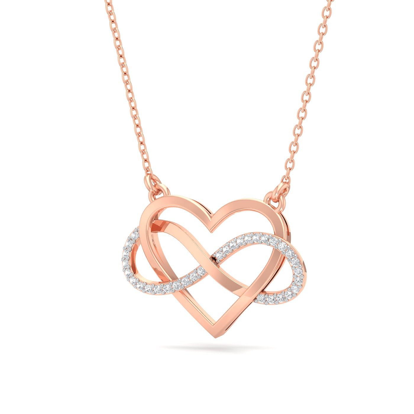 Rose gold Infinity Heart Diamond Pendant