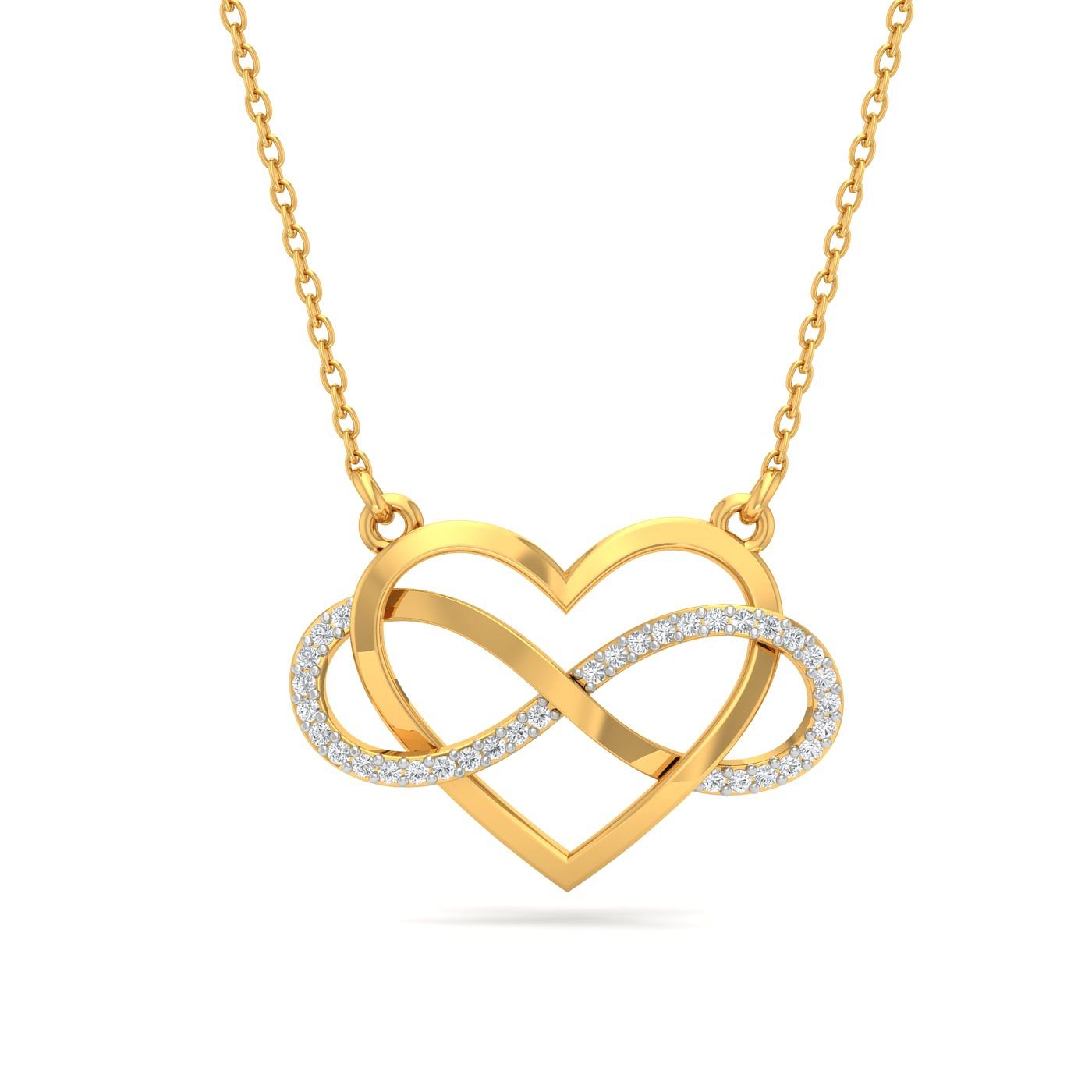 Yellow gold Infinity Heart Diamond Pendant