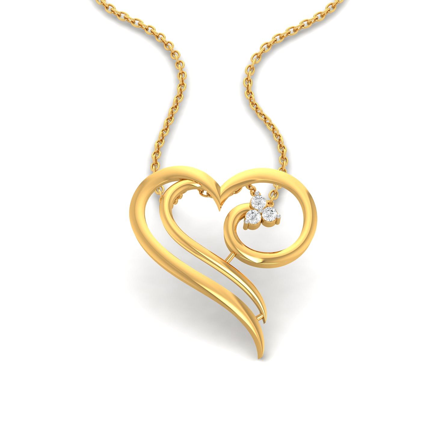 Yellow gold Fantaise Heart Diamond Pendant