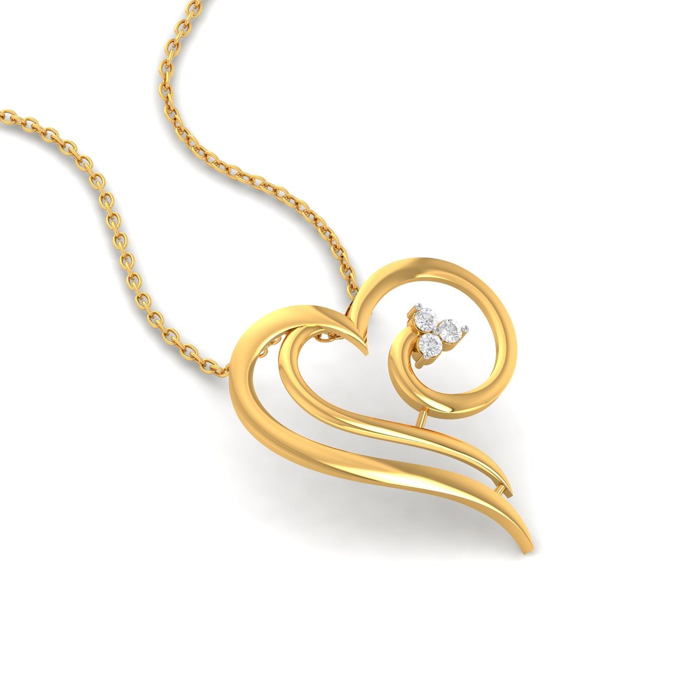Yellow gold Fantaise Heart Diamond Pendant