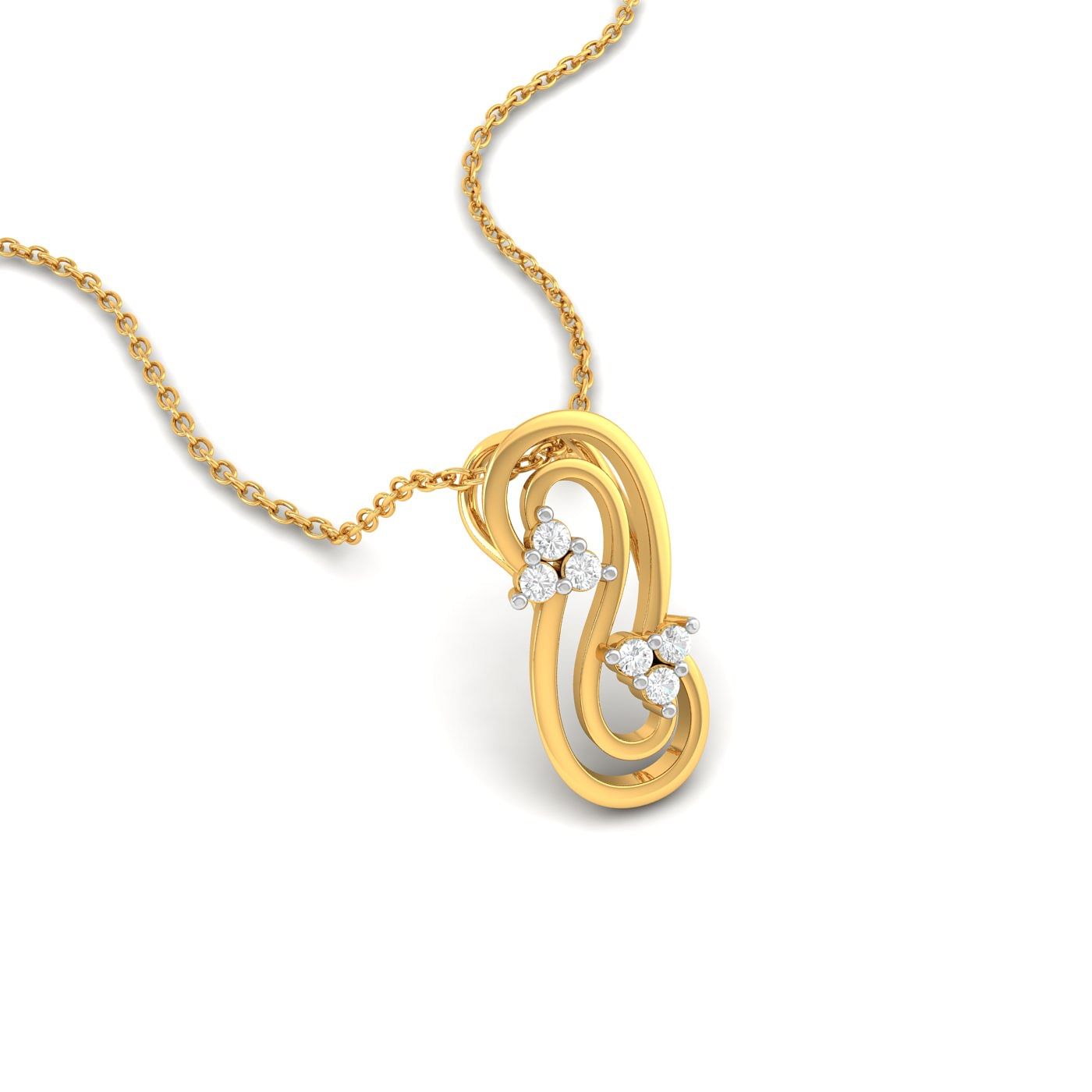 yellow gold Loop Diamond Pendant
