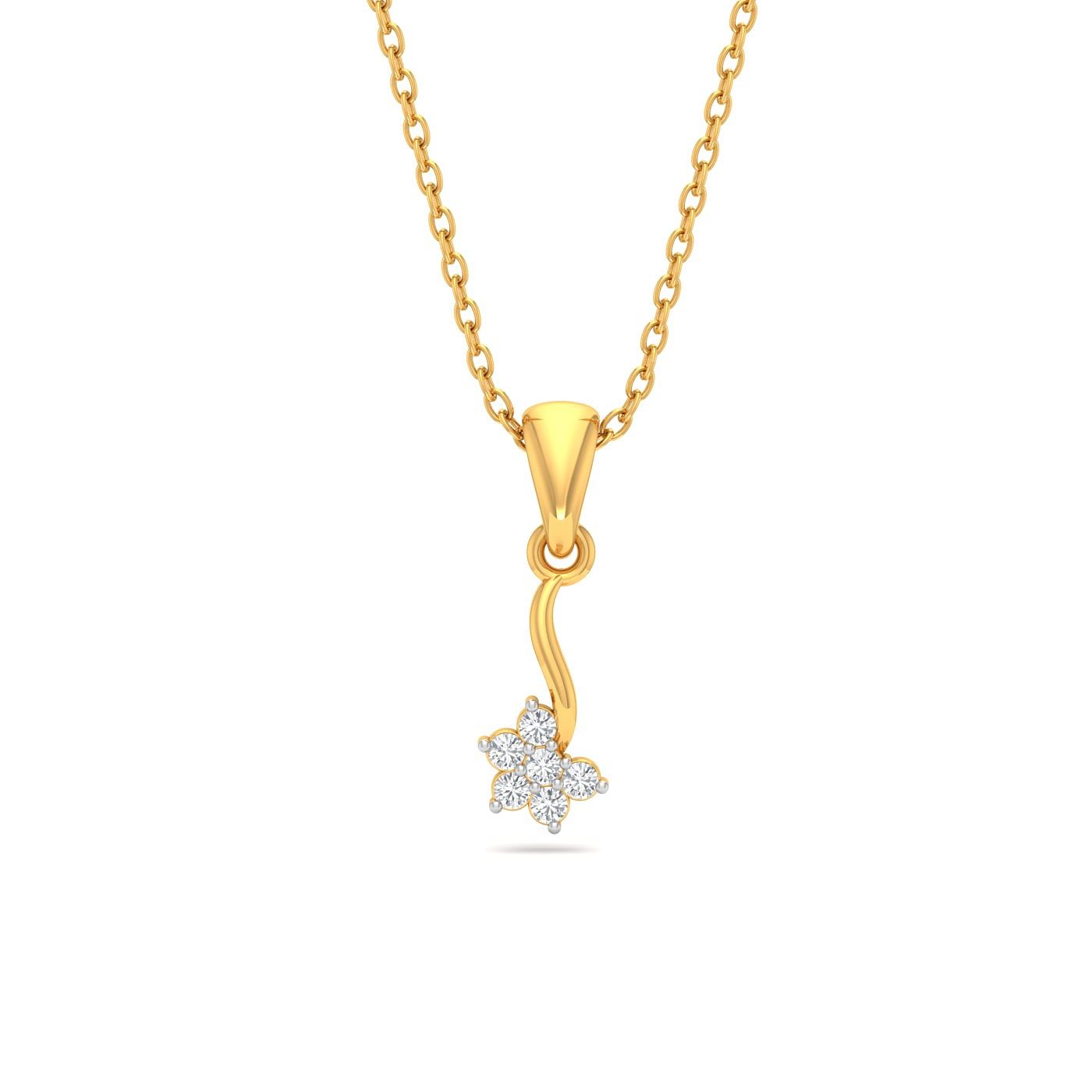 Yellow gold Fleur Diamond Pendant