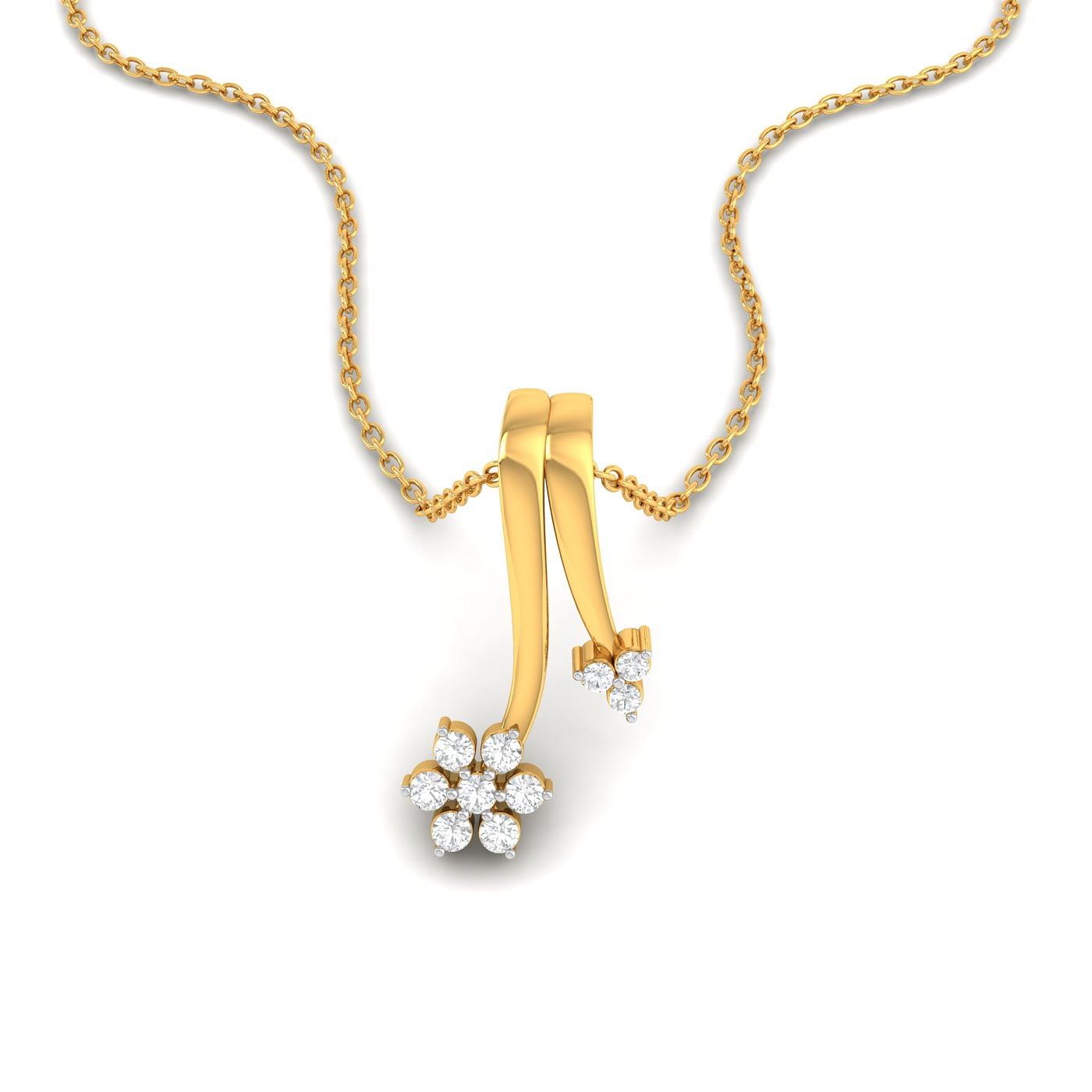 Yellow gold Flor Diamond Pendant