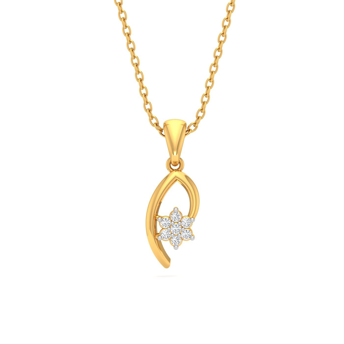 Yellow gold Diamond Floral Cluster Pendant