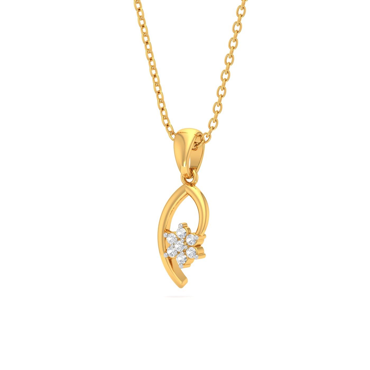 Yellow gold Diamond Floral Cluster Pendant