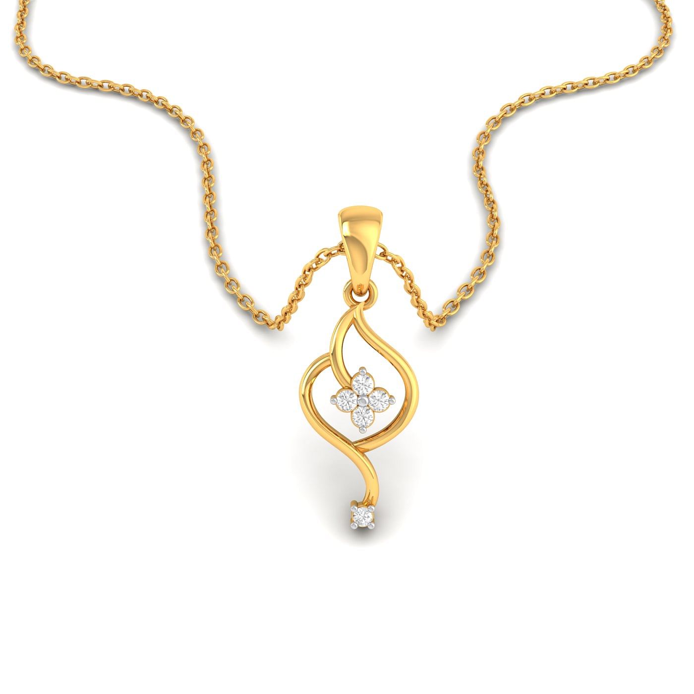 Yellow gold Five Stone Floral Pendant