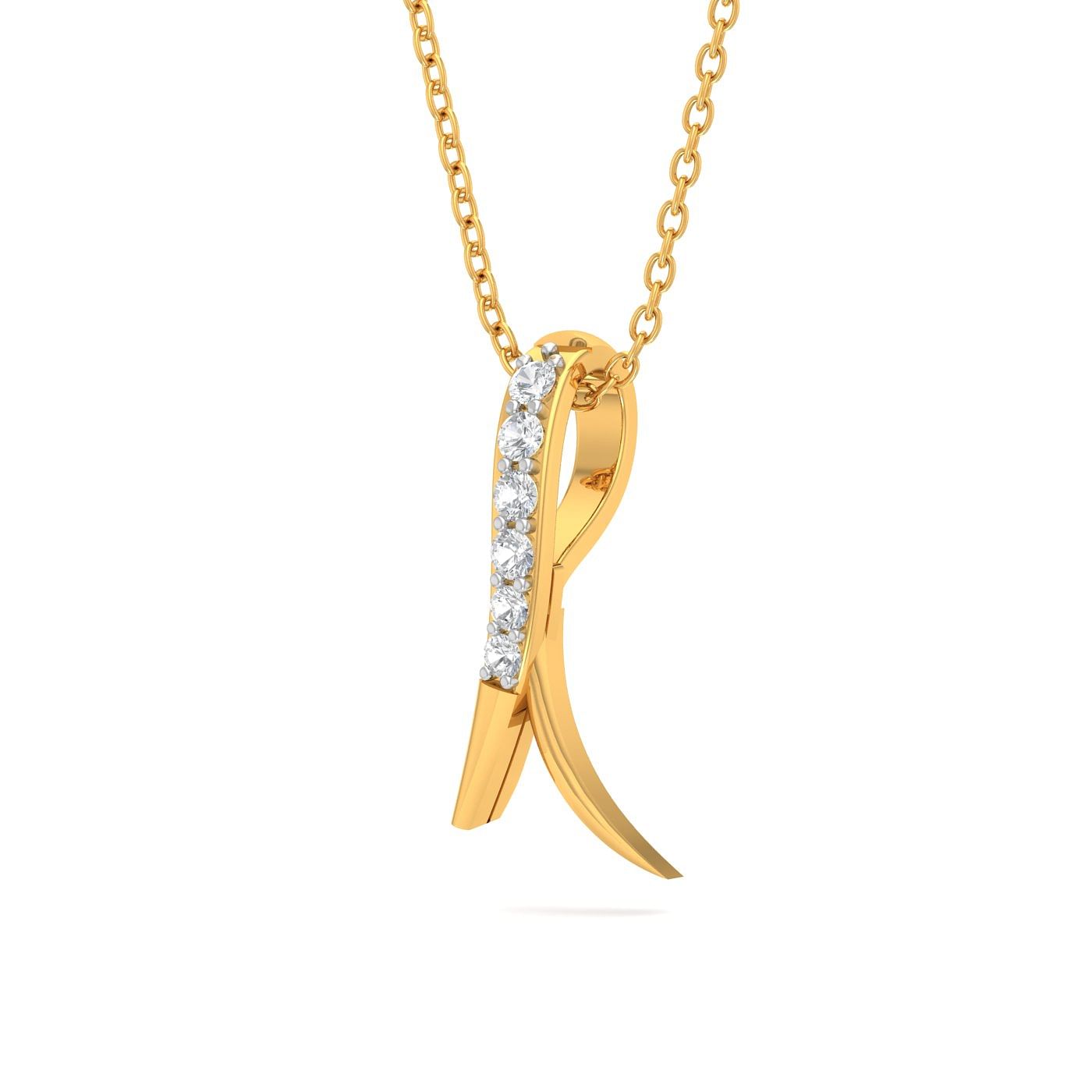 Yellow gold Pesce Sparkling Diamond Pendant