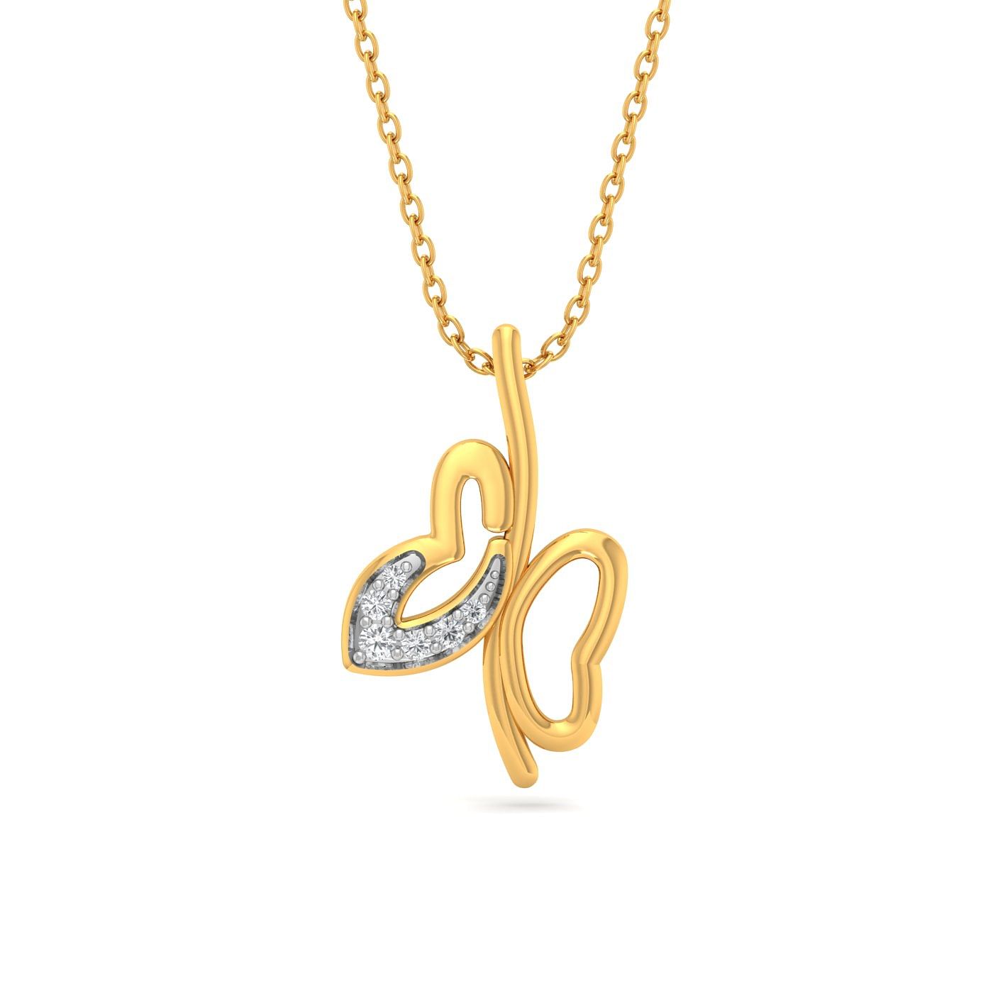 Yellow gold Moona Diamond Pendant