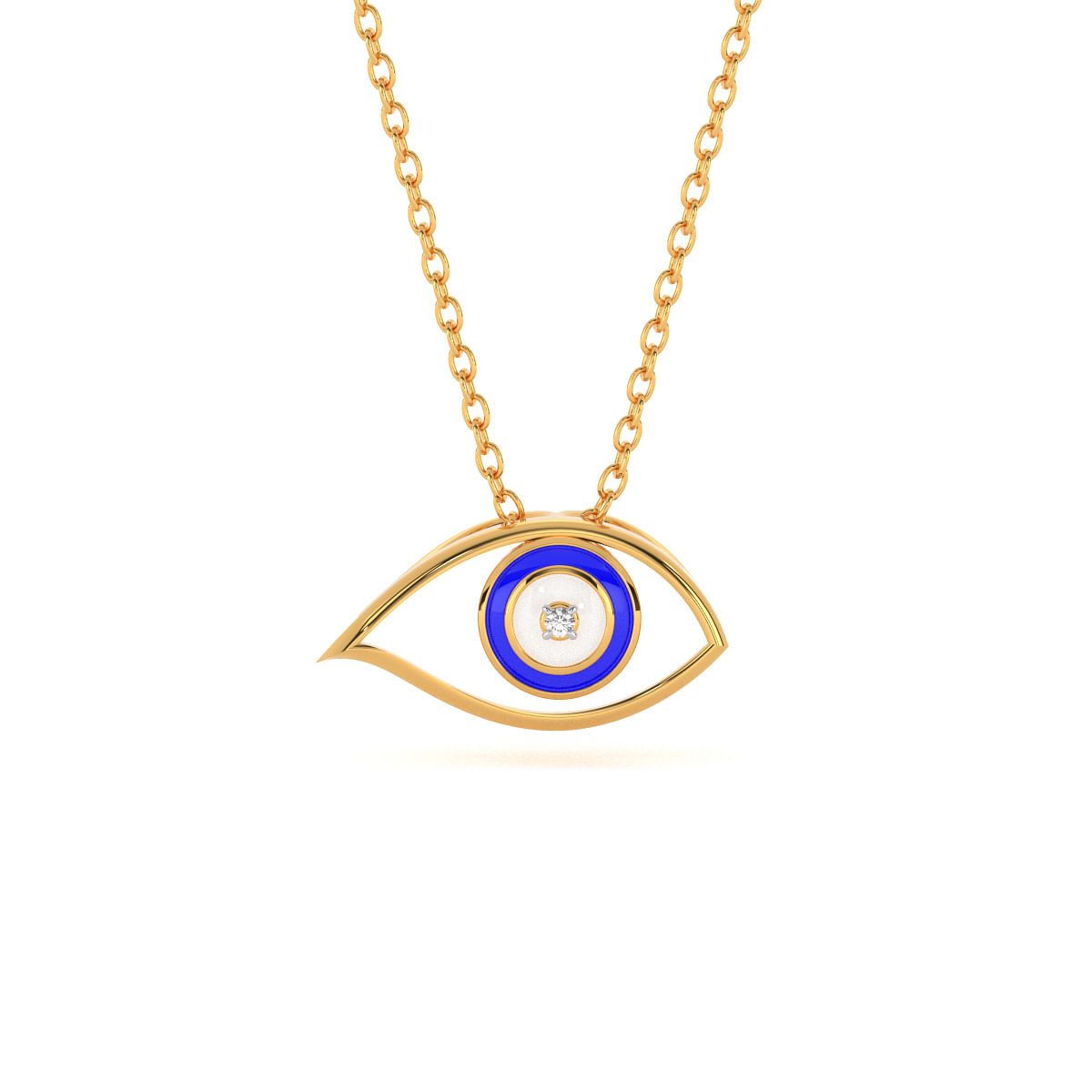 Yellow gold Florance Evil Eye Diamond Pendant