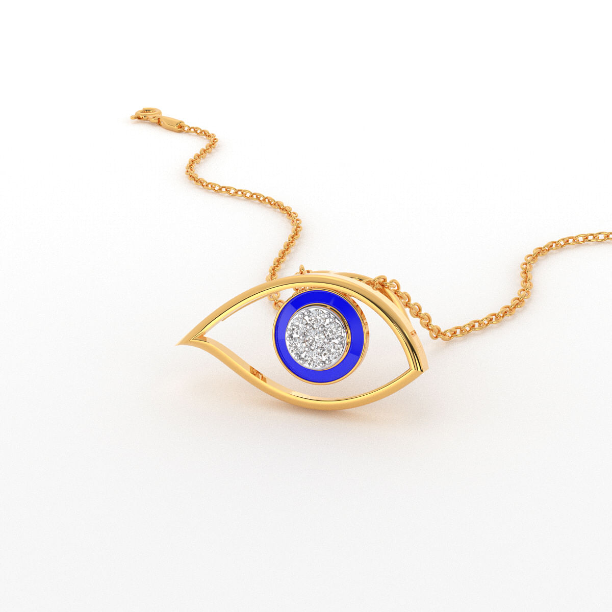 Yellow gold Delicate Evil Eye Diamond Pendant