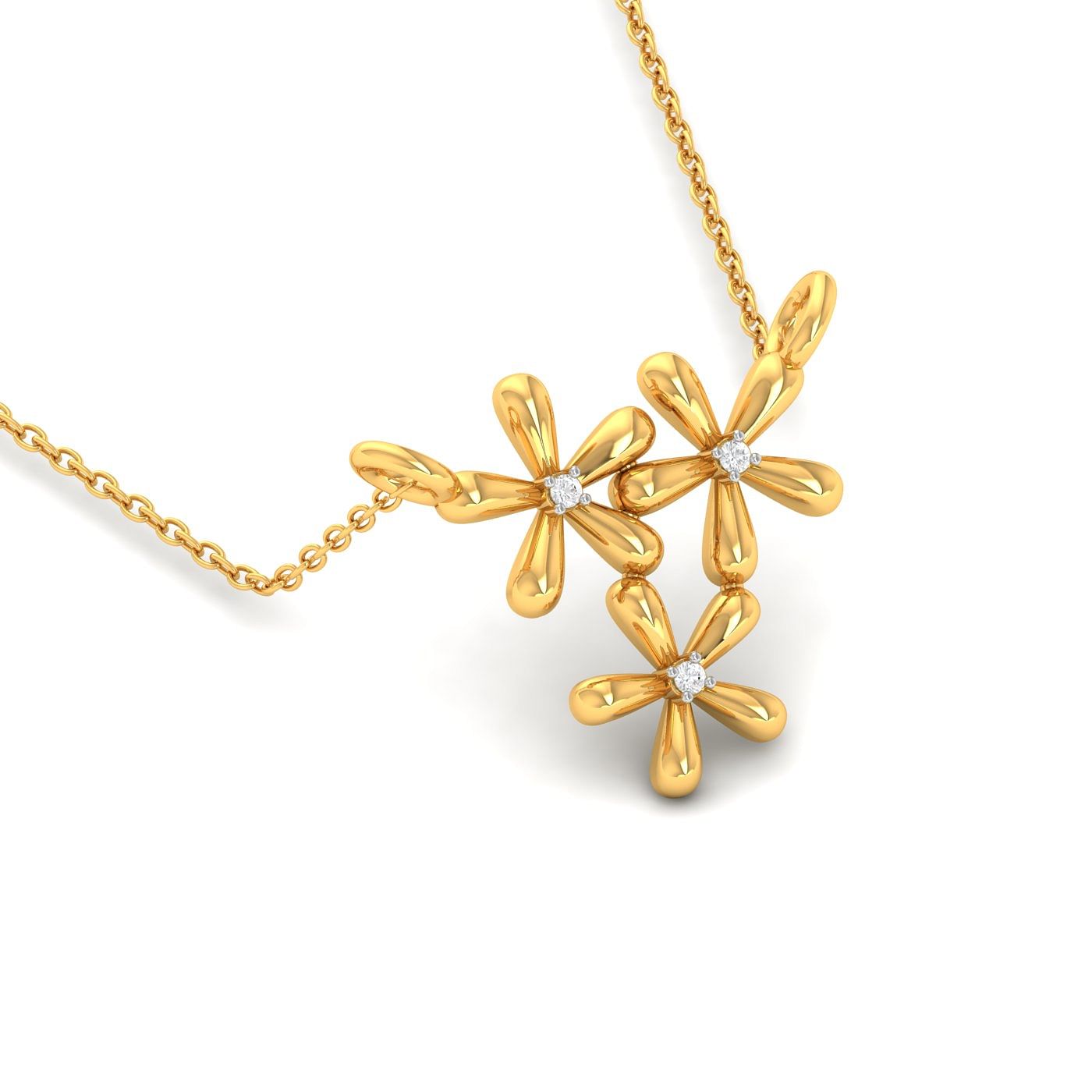 Yellow gold Indigo Diamond Fleur Pendant