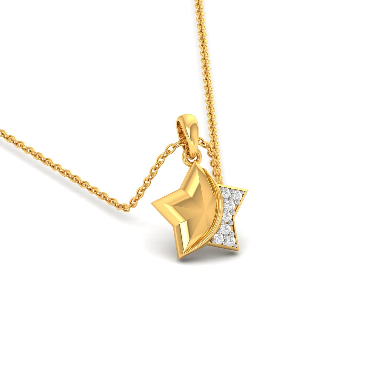 Yellow gold Blocca stella Diamond Pendant