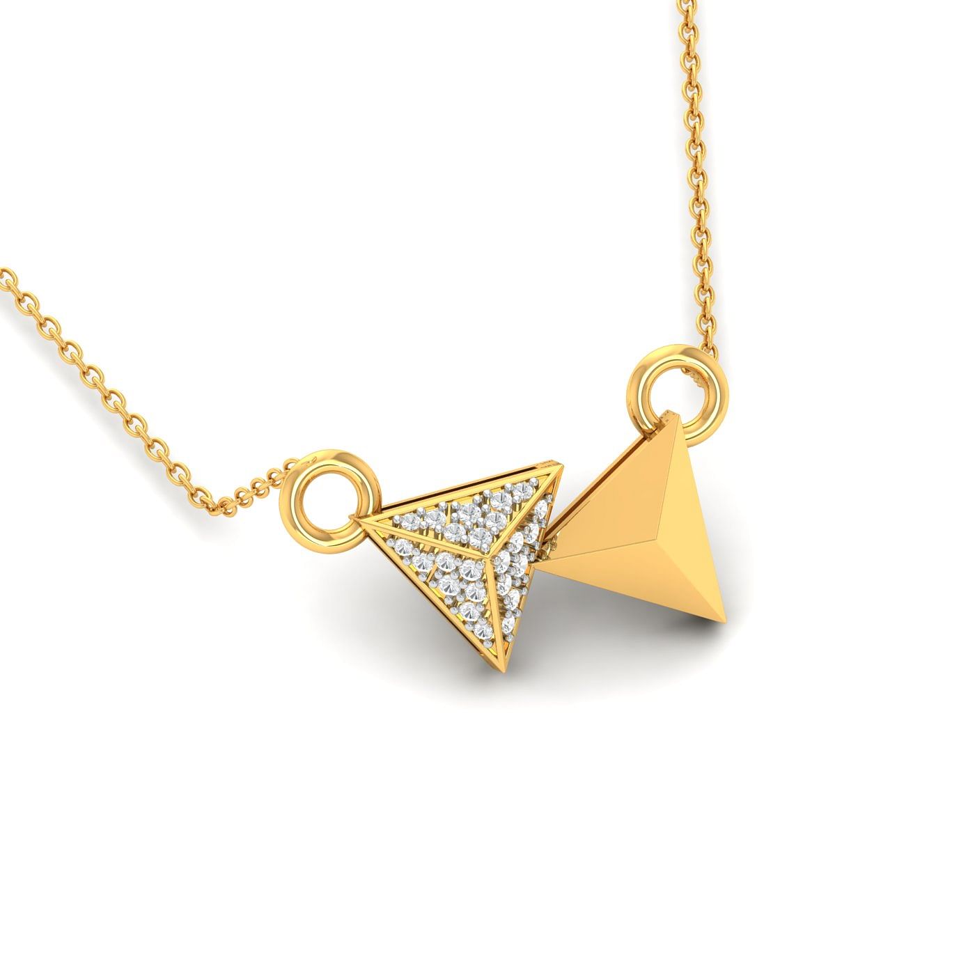 Yellow gold Cluster Triangolare Diamond Pendant