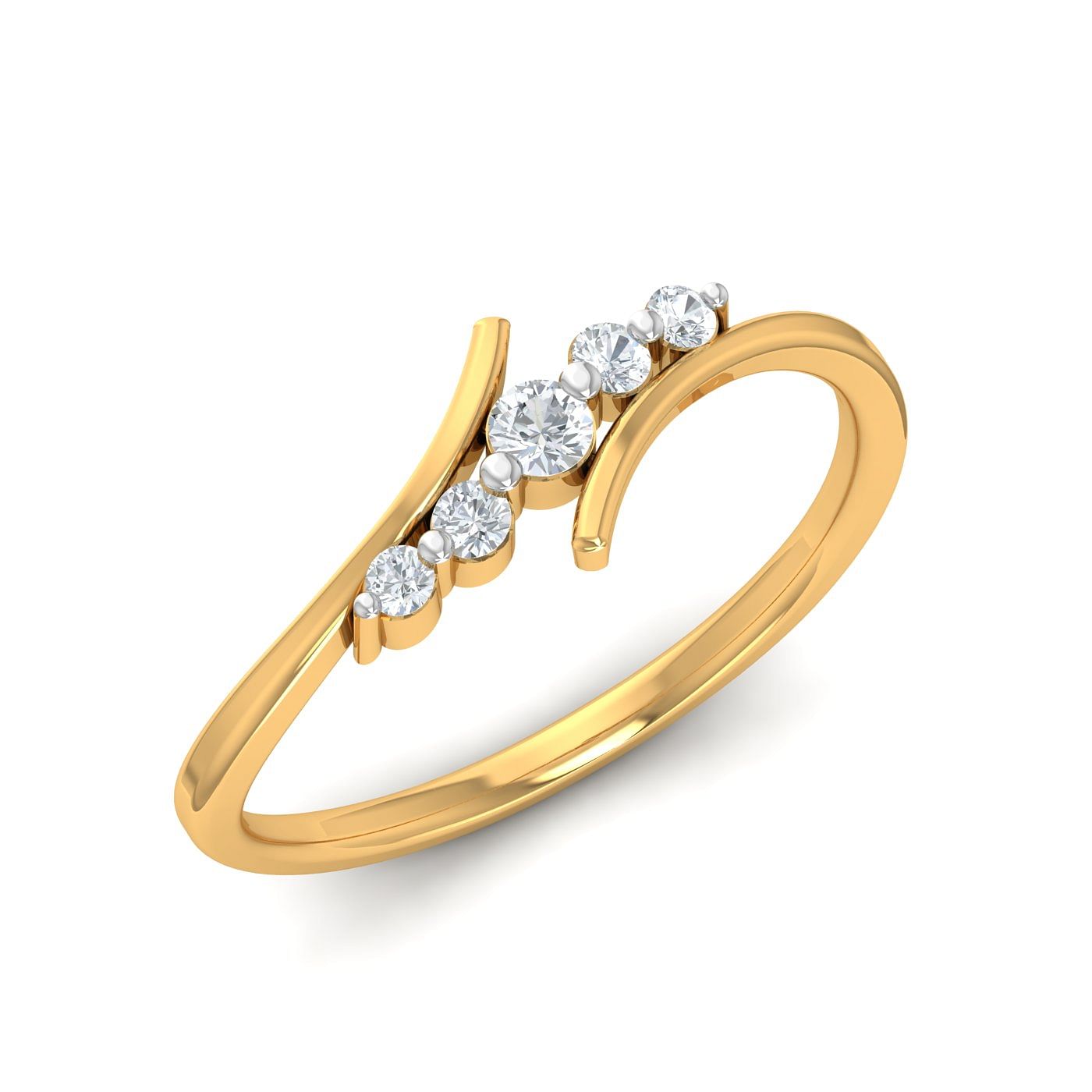 5 diamond light weight yellow gold diamond ring