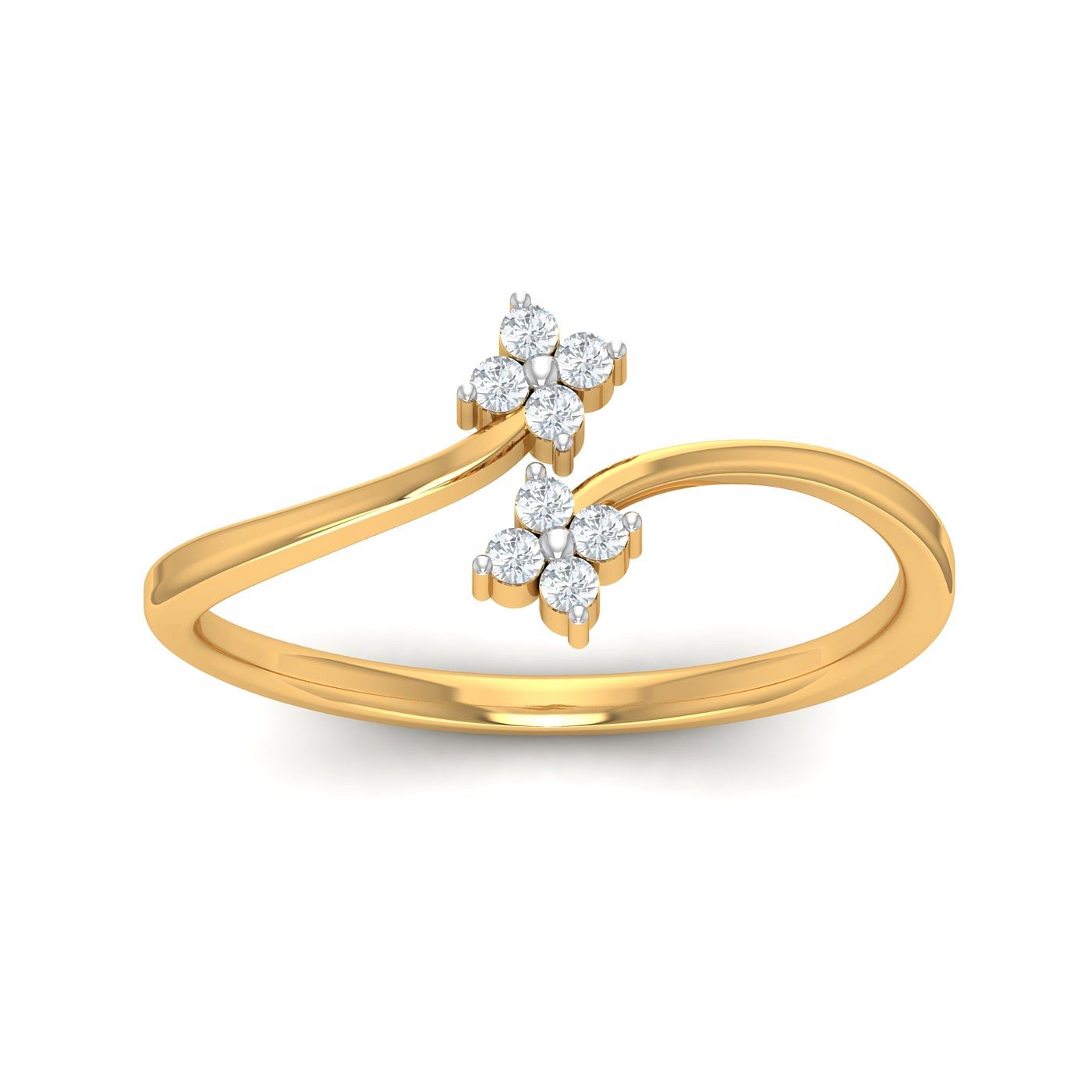 Flower Design Yellow Gold Diamond Ring