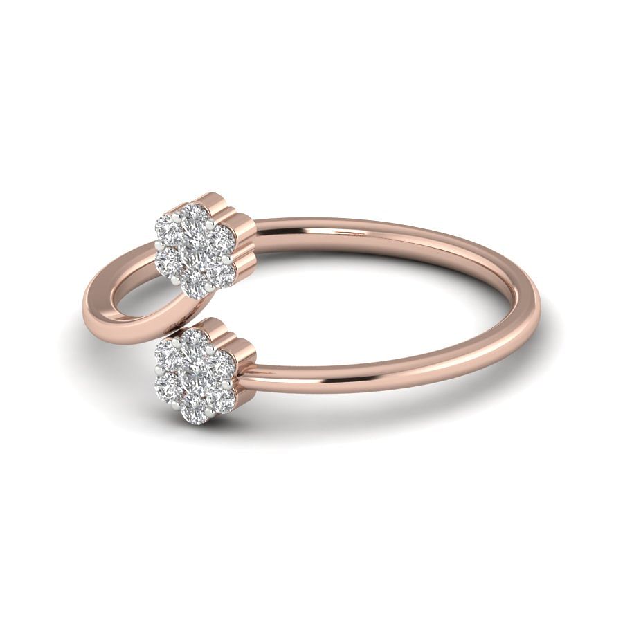 Flower Design Diamond Cluster Rose Gold Ring
