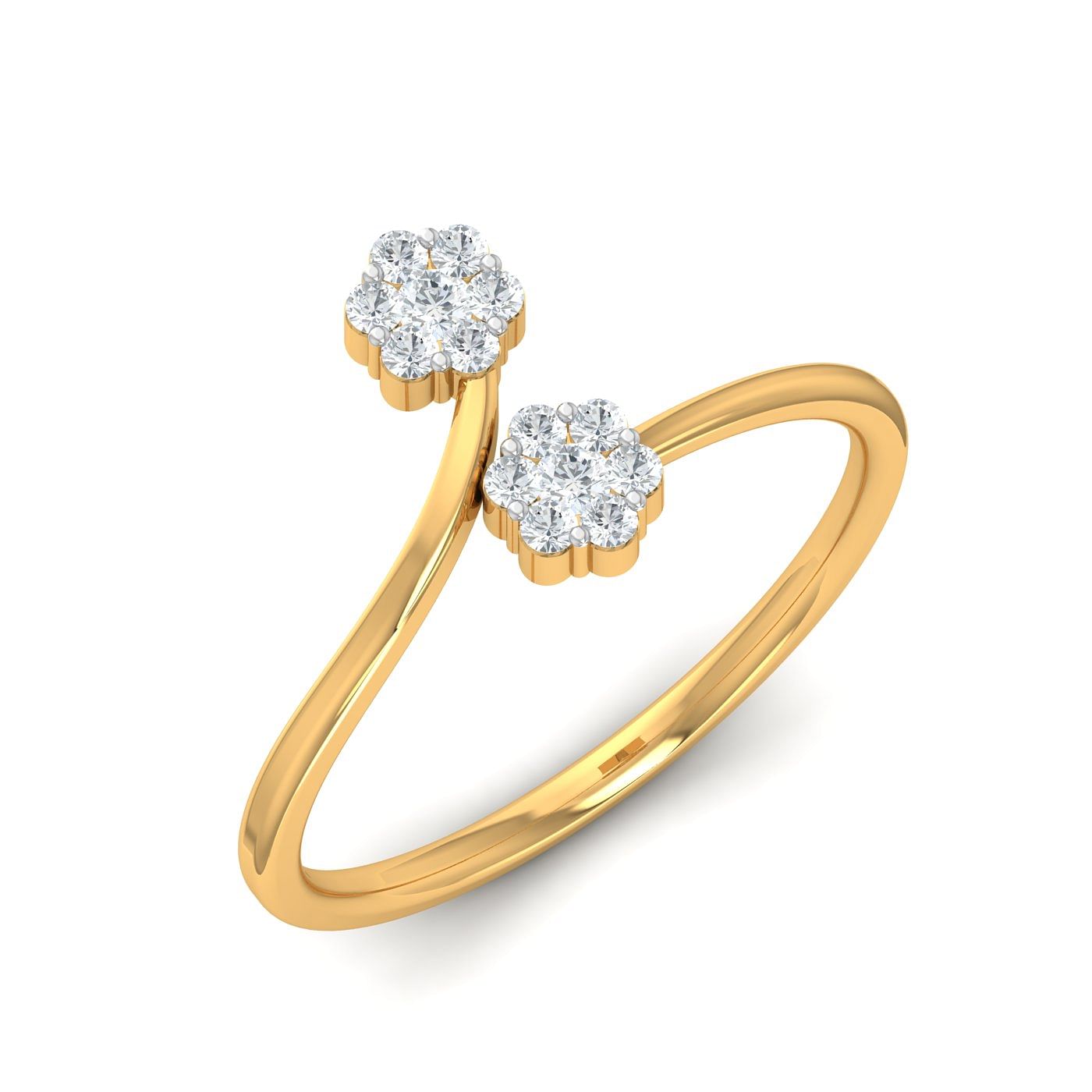 Flower Design Diamond Cluster Yellow Gold Ring