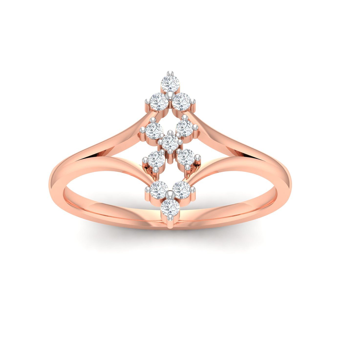 Rose Gold Diamond Ring For Women With Flower Design