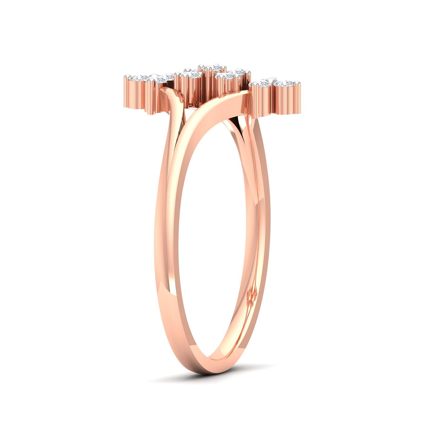 Rose Gold Diamond Ring For Women With Flower Design