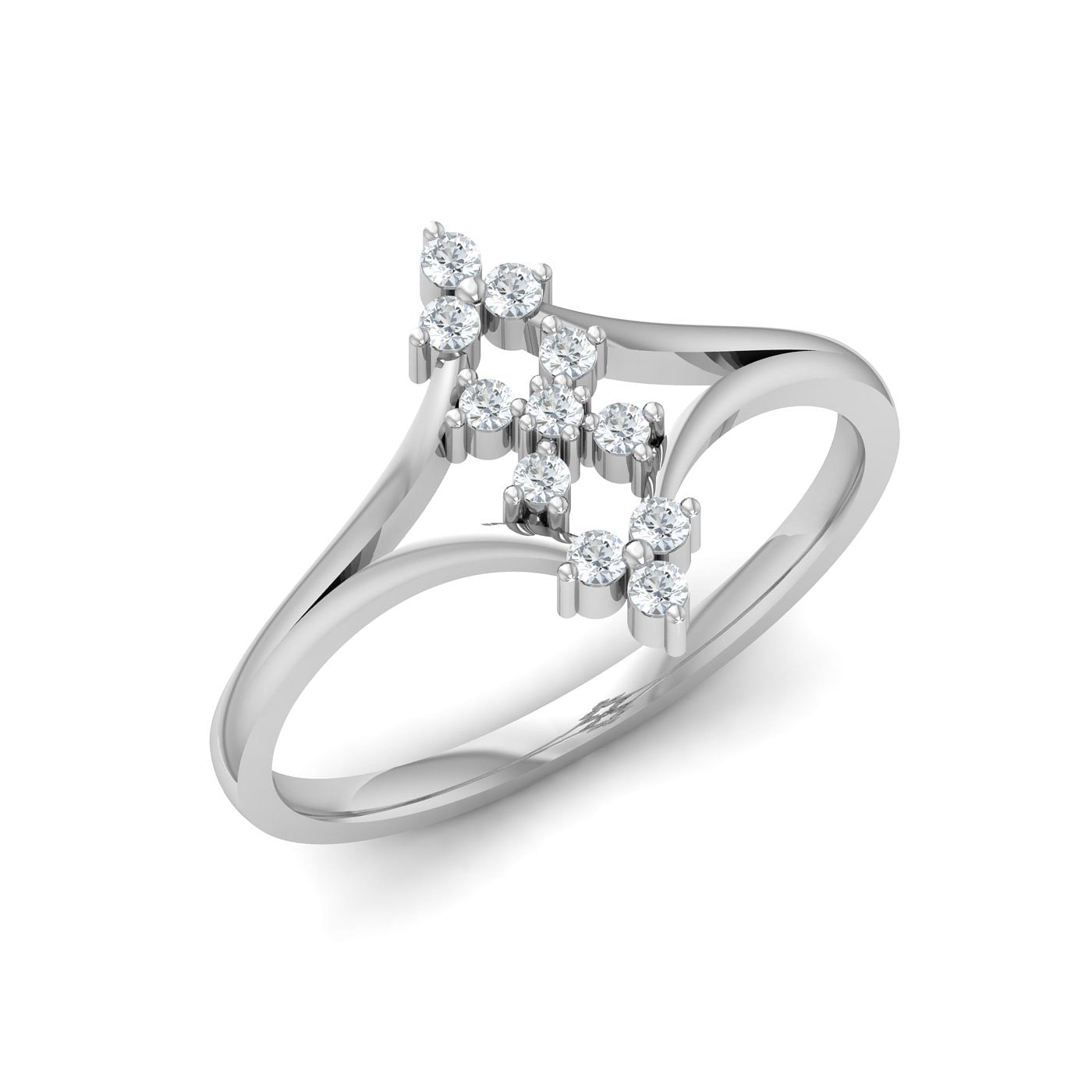 White Gold Diamond Ring For Women With Flower Design