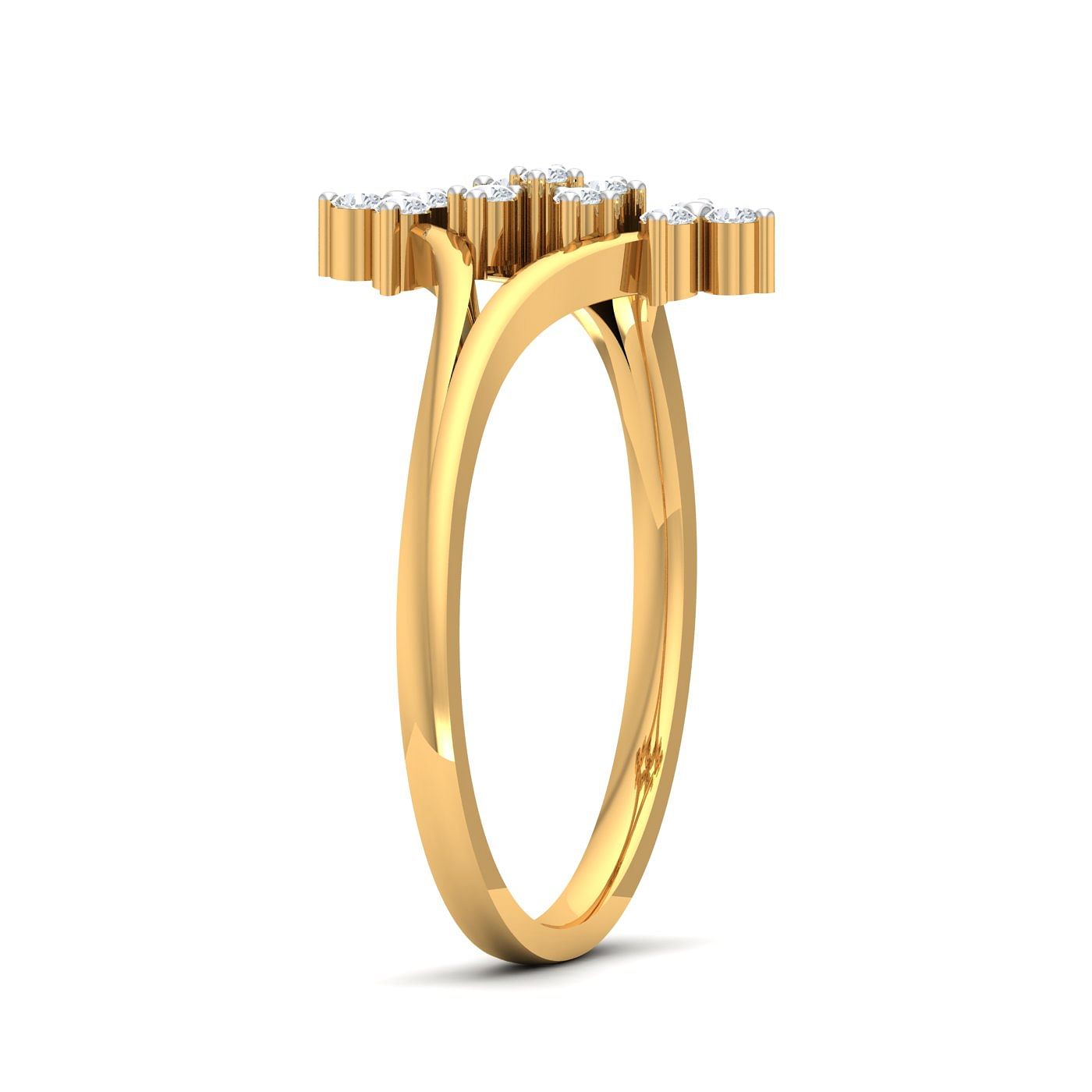 Yellow Gold Diamond Ring For Women With Flower Design