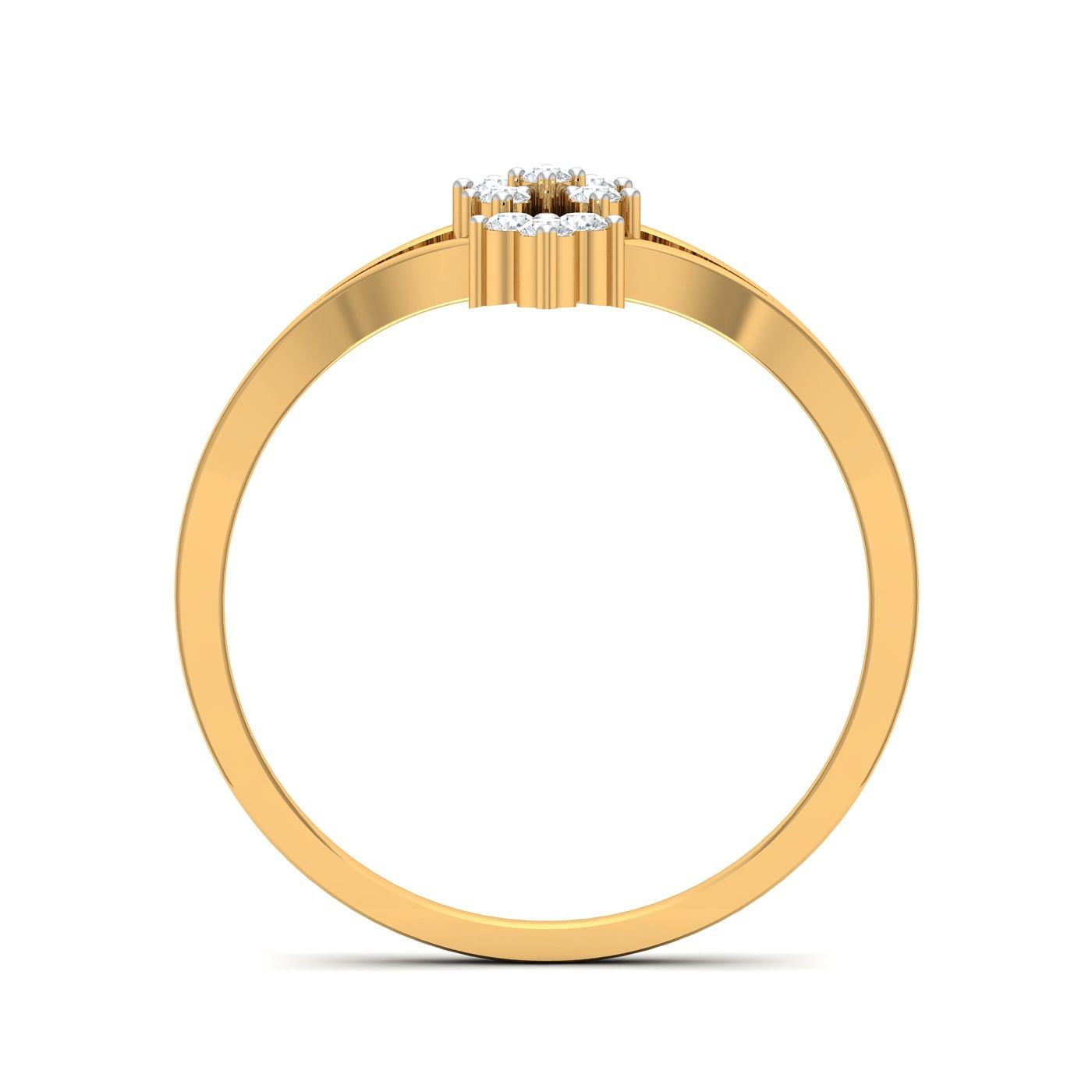 Yellow Gold Diamond Ring For Women With Flower Design