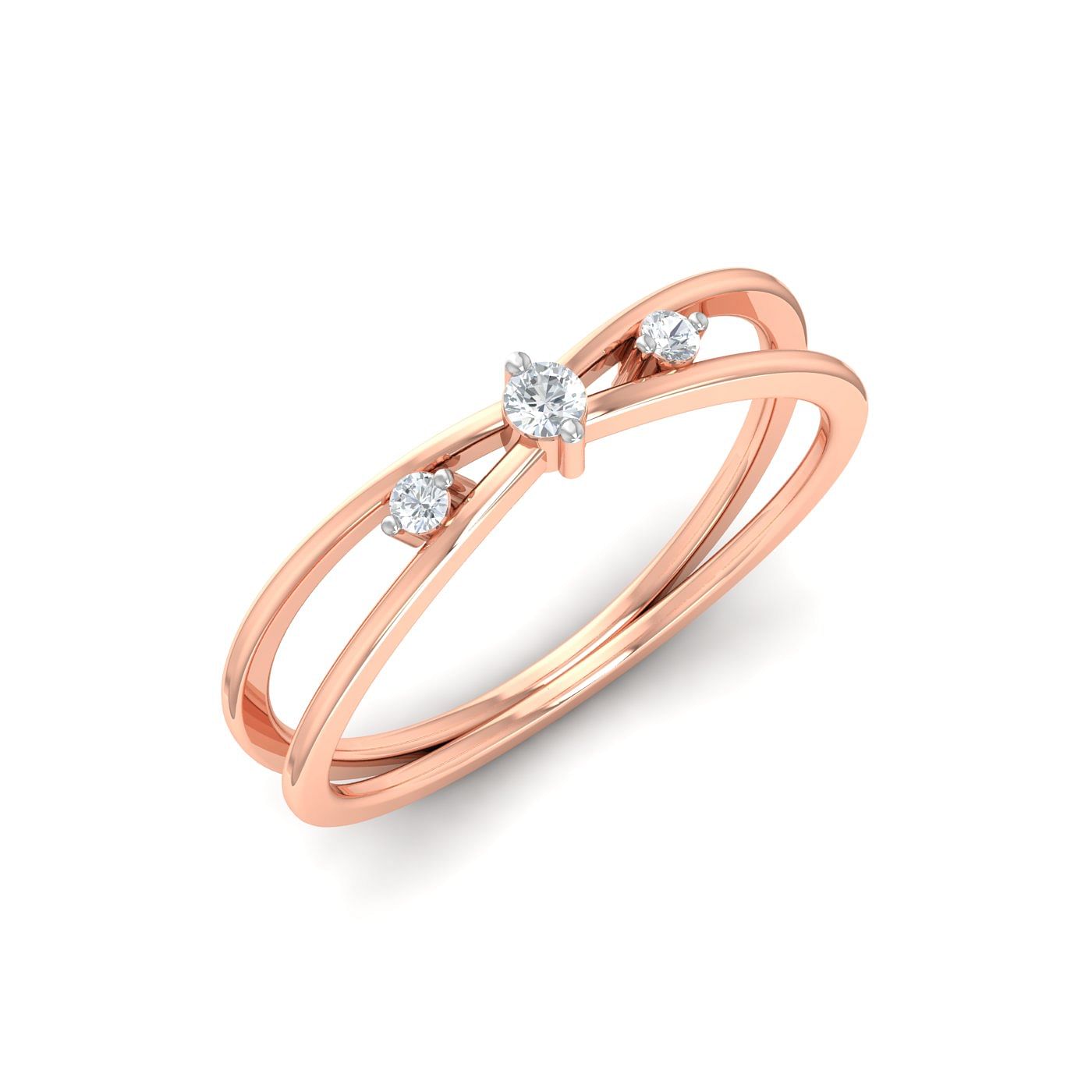 Triplet Flower Design Rose Gold Diamond Ring
