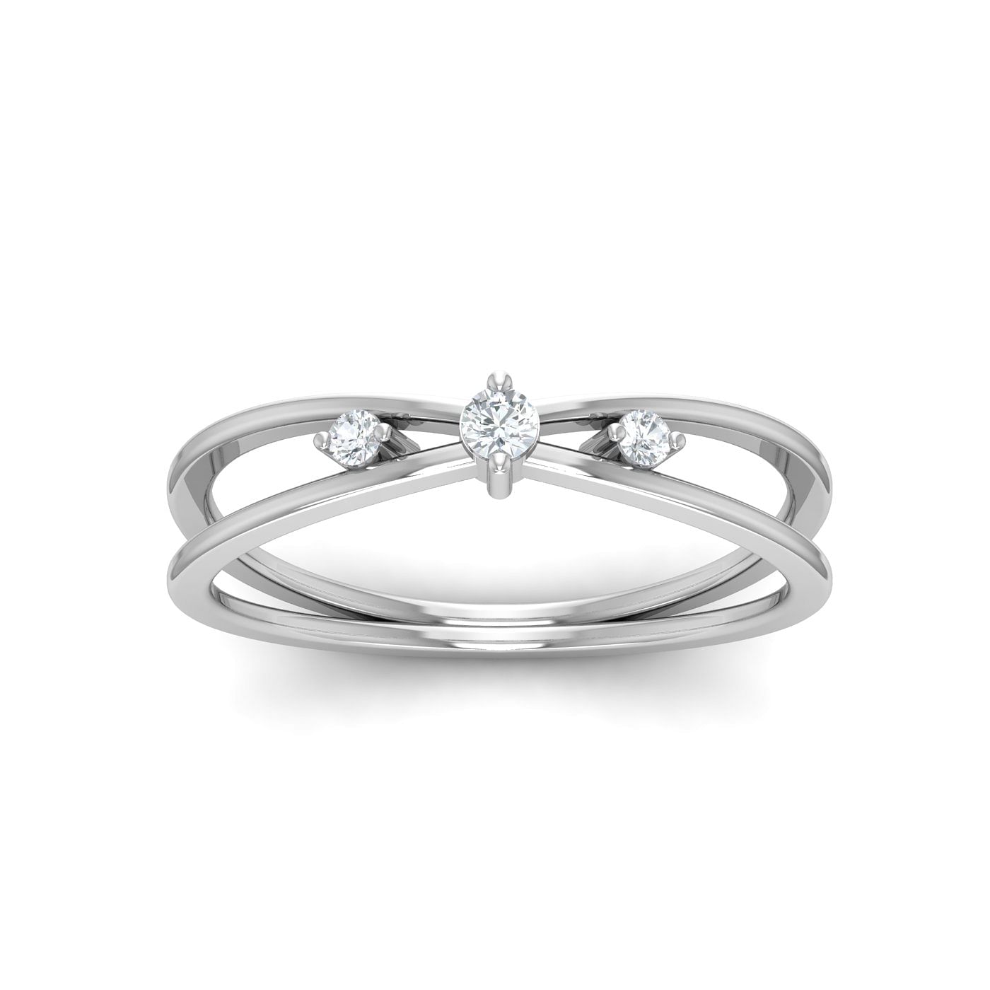 Triplet Flower Design White Gold Diamond Ring