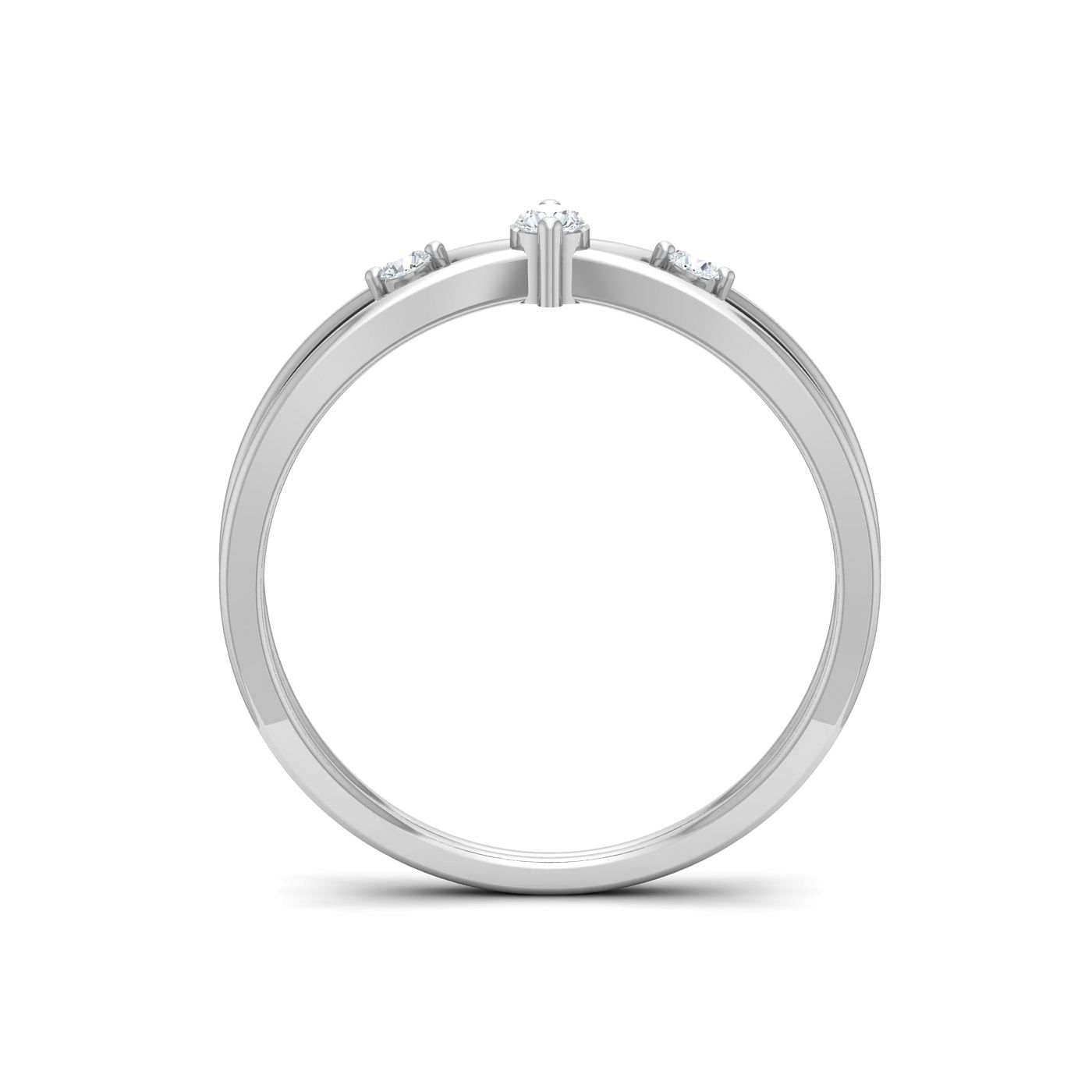 Triplet Flower Design White Gold Diamond Ring