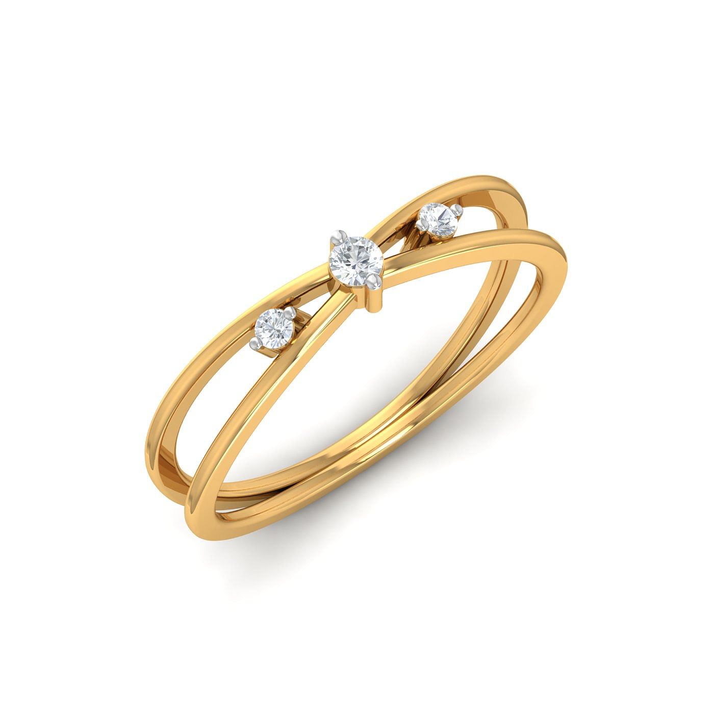Triplet Flower Design Yellow Gold Diamond Ring