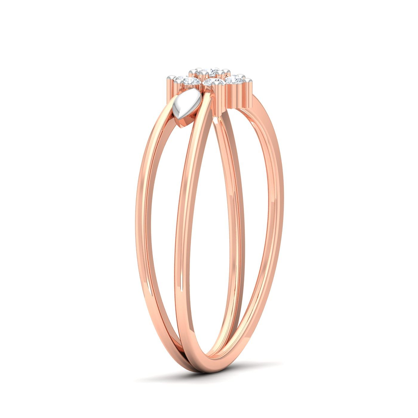 Diamond Cluster Dual Band Rose Gold Ring