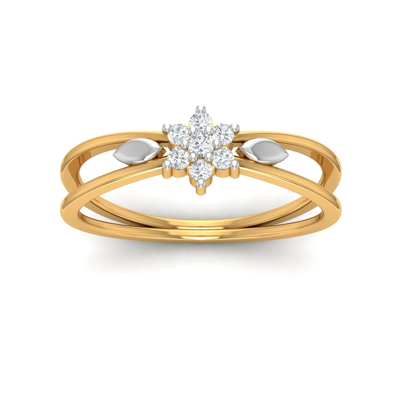 Diamond Cluster Dual Band Yellow Gold Ring