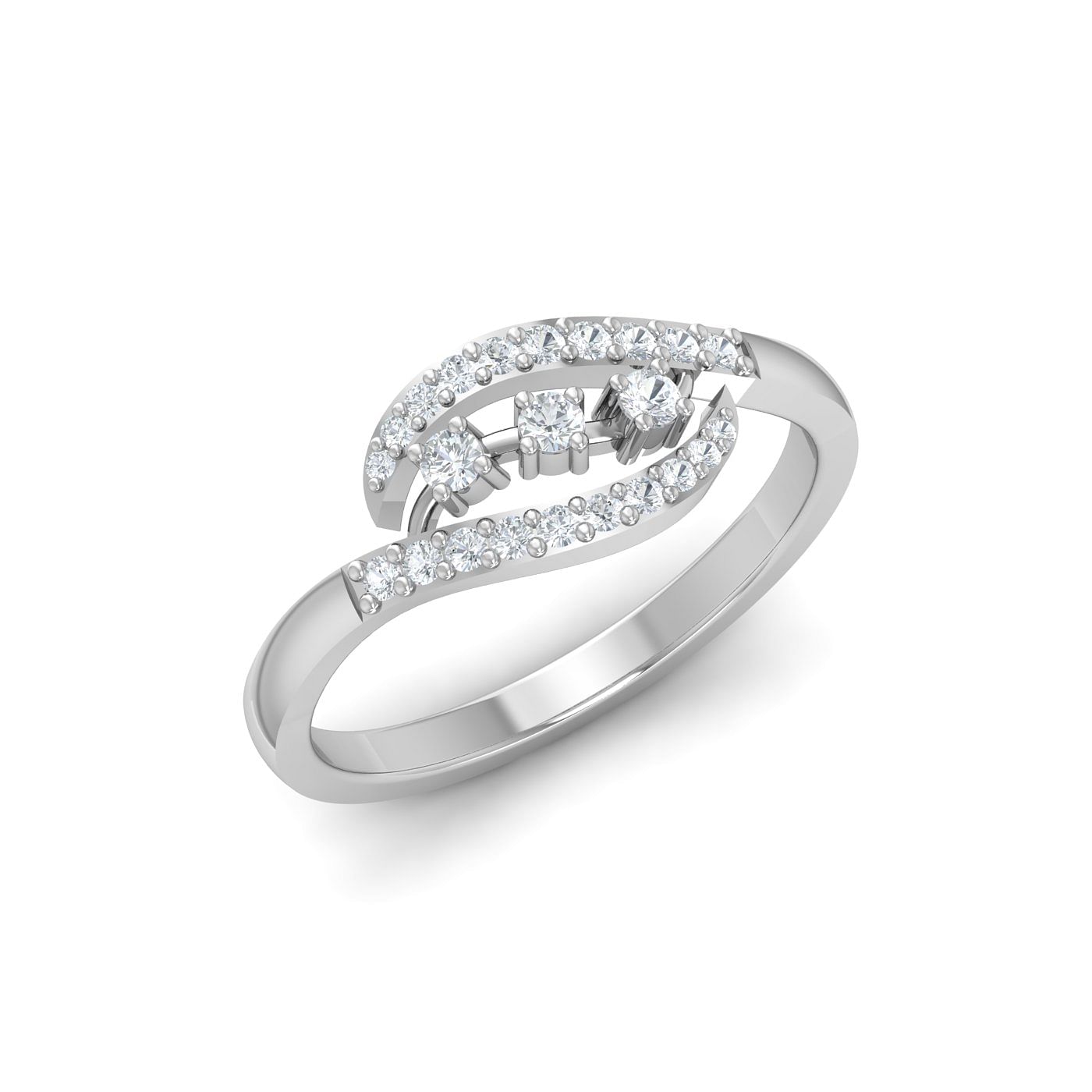 Twist Diamond Ring For Women in White Gold