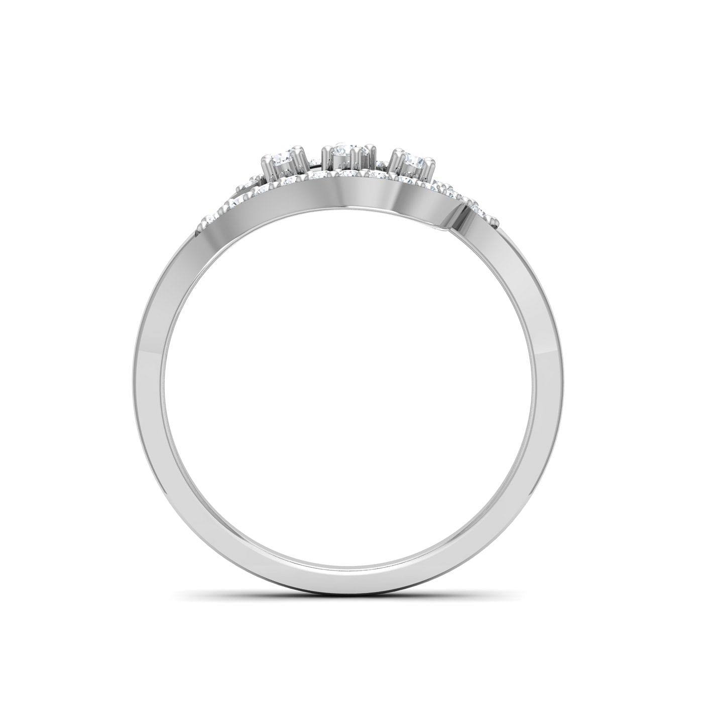 Twist Diamond Ring For Women in White Gold