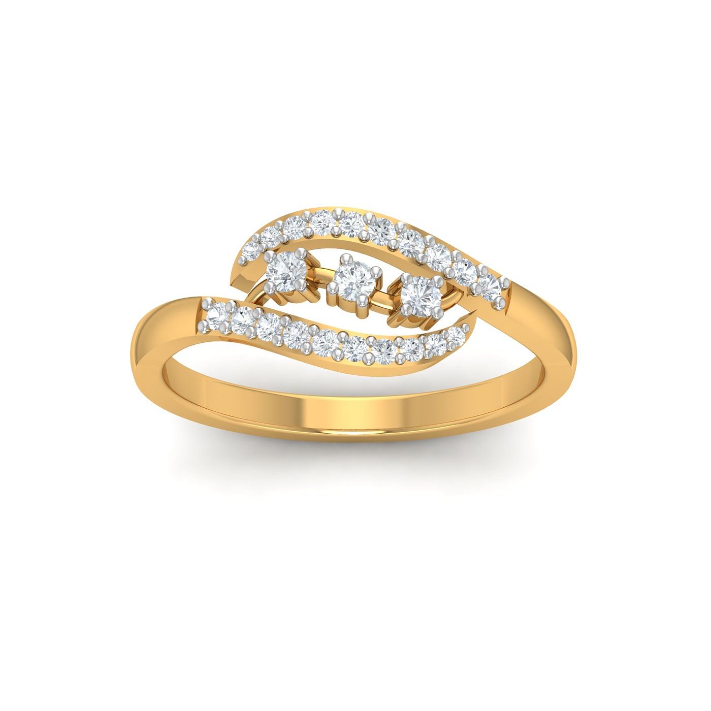 Twist Diamond Ring For Women in Yellow Gold