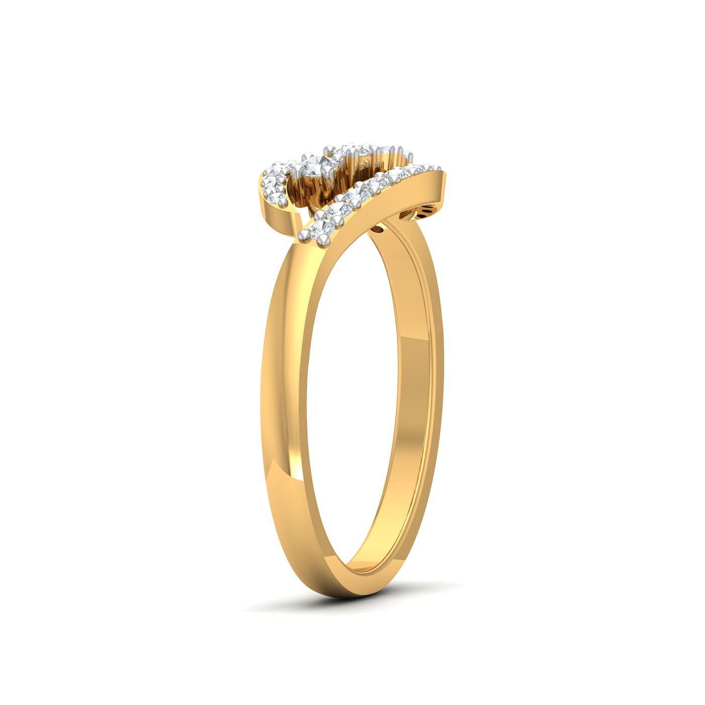Twist Diamond Ring For Women in Yellow Gold