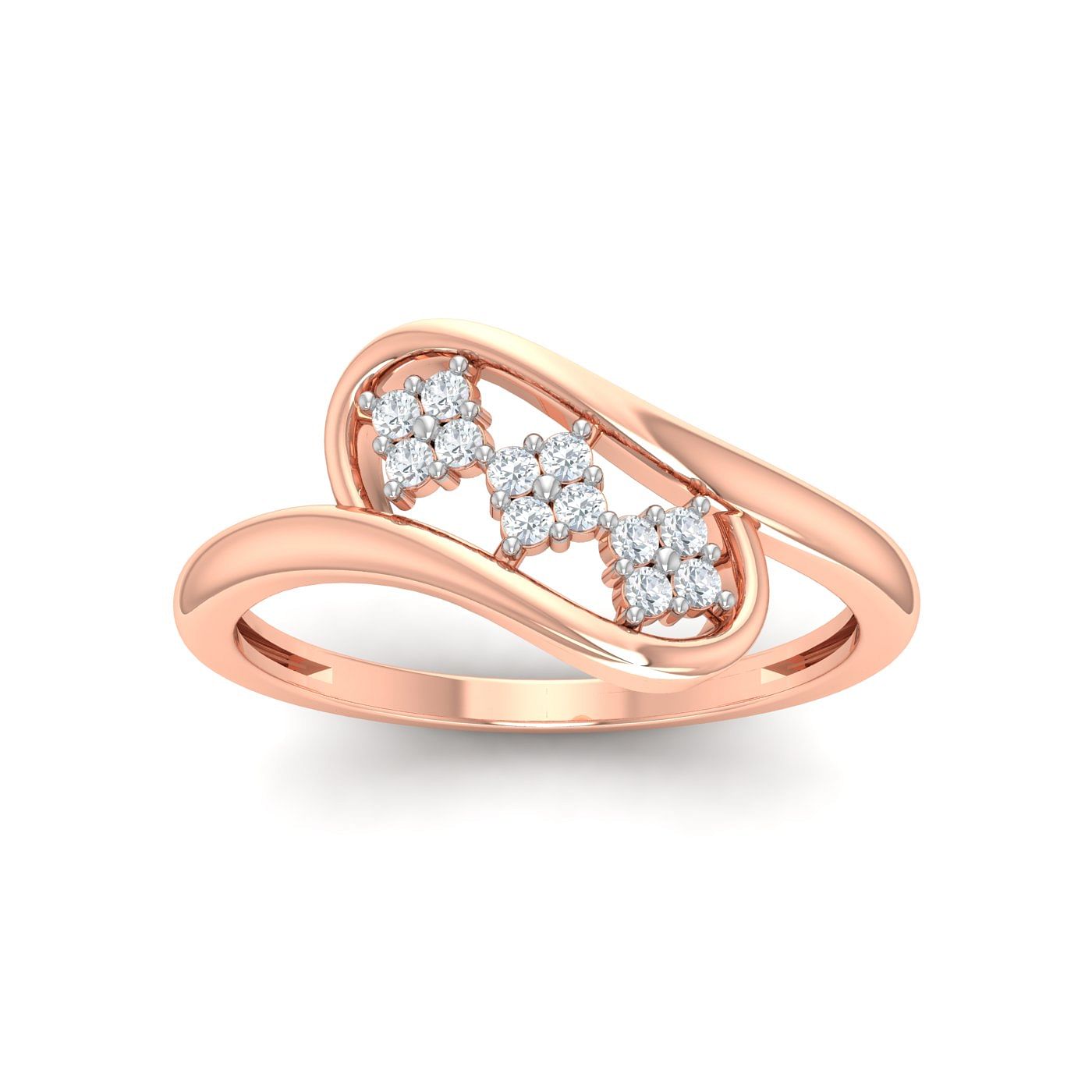 Trio Cluster Diamond Rose Gold Ring For Women