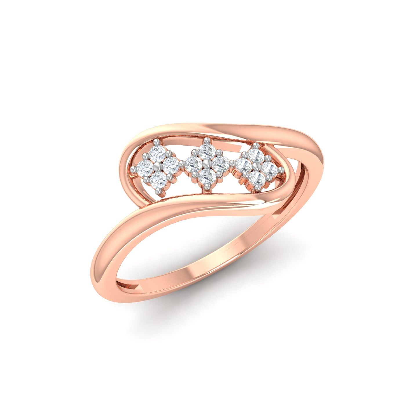 Trio Cluster Diamond Rose Gold Ring For Women