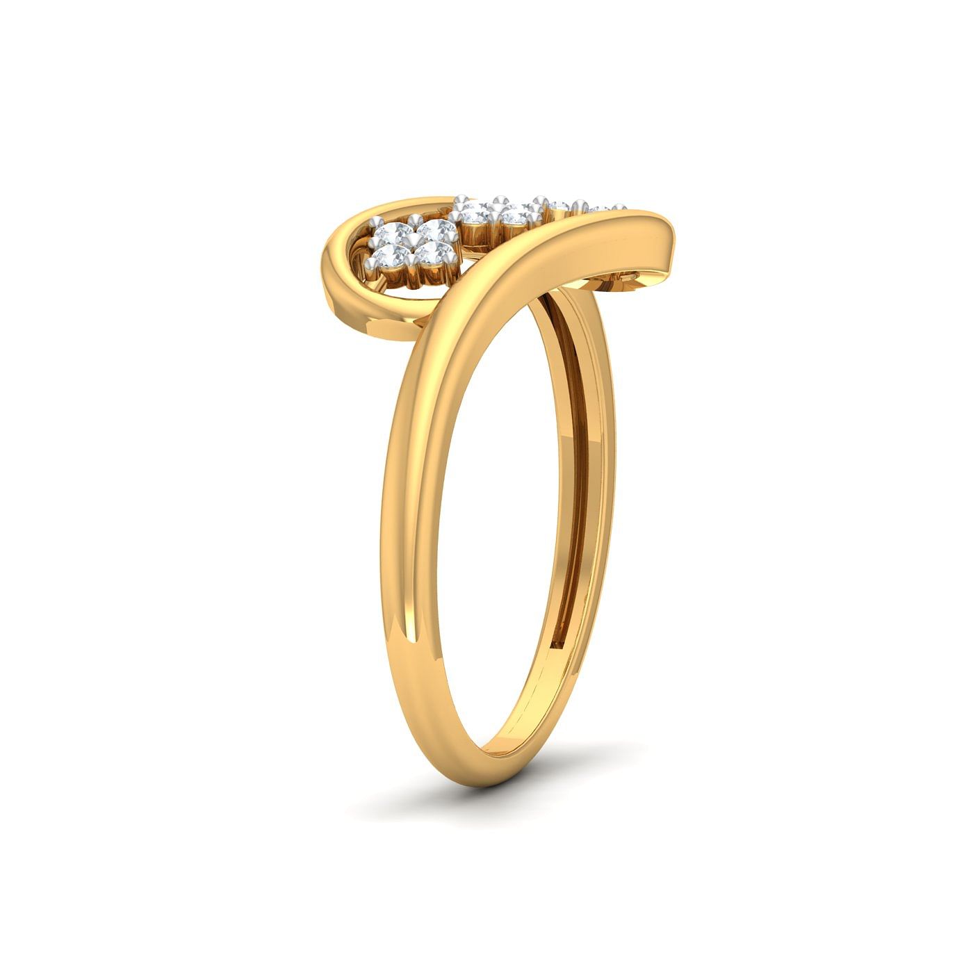 Trio Cluster Diamond Yellow Gold Ring For Women