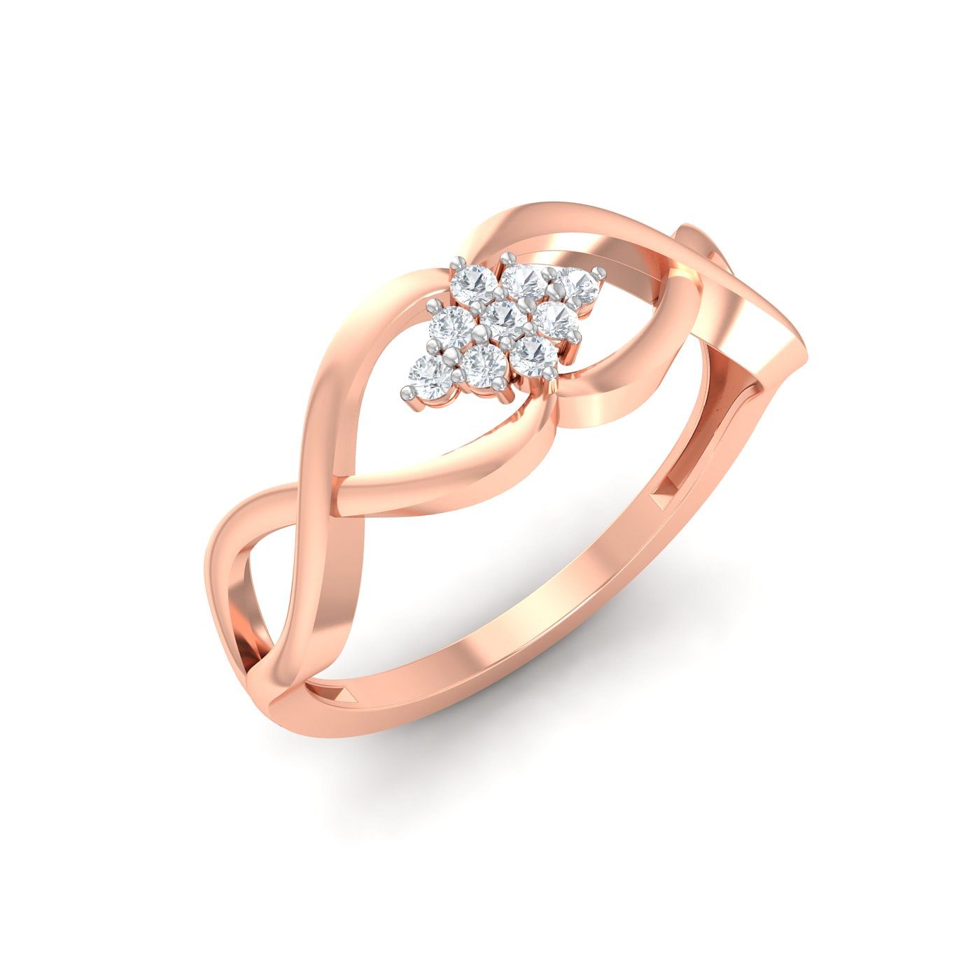 Flower Design Cluster Diamond Ring In Rose Gold