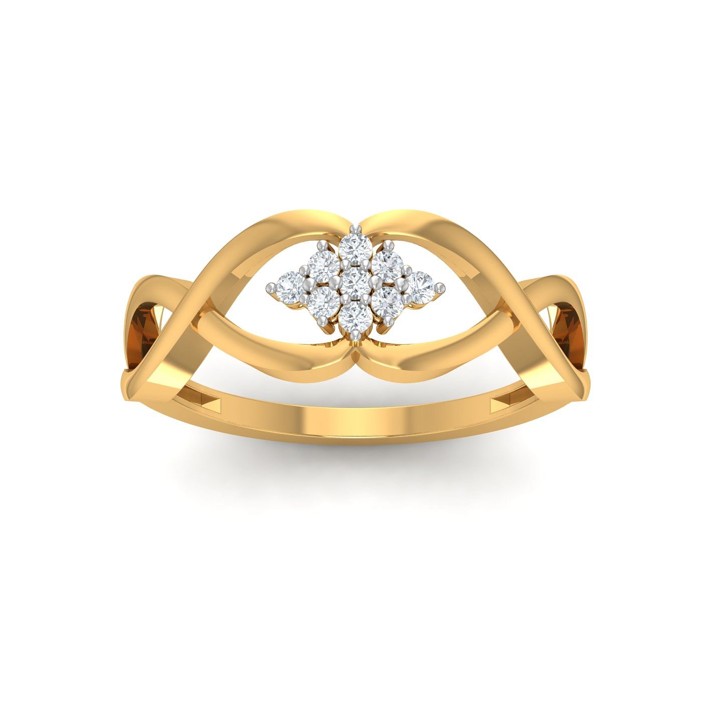 Flower Design Cluster Diamond Ring In Yellow Gold